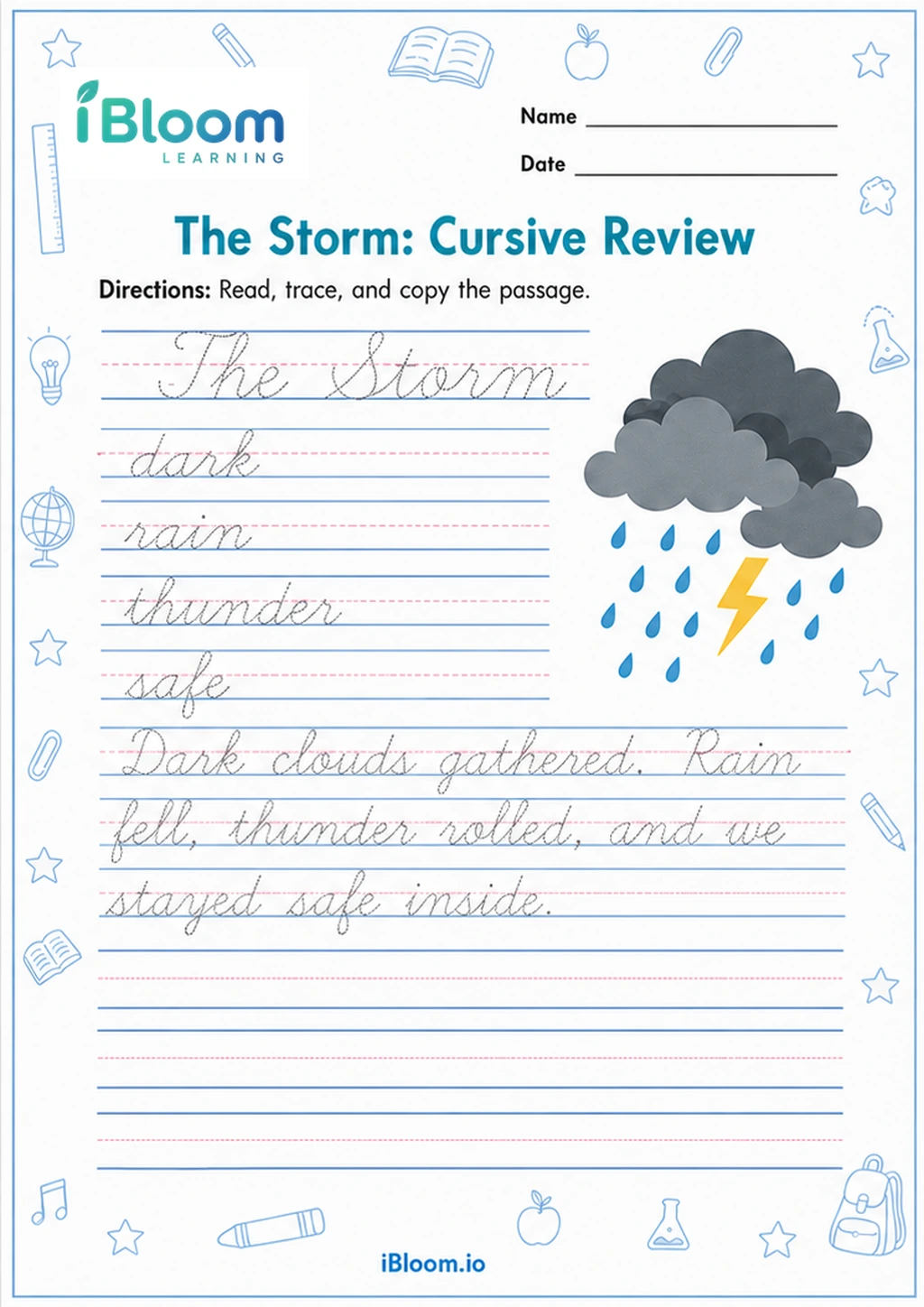 Preview page 1 of The Storm: Cursive Review
