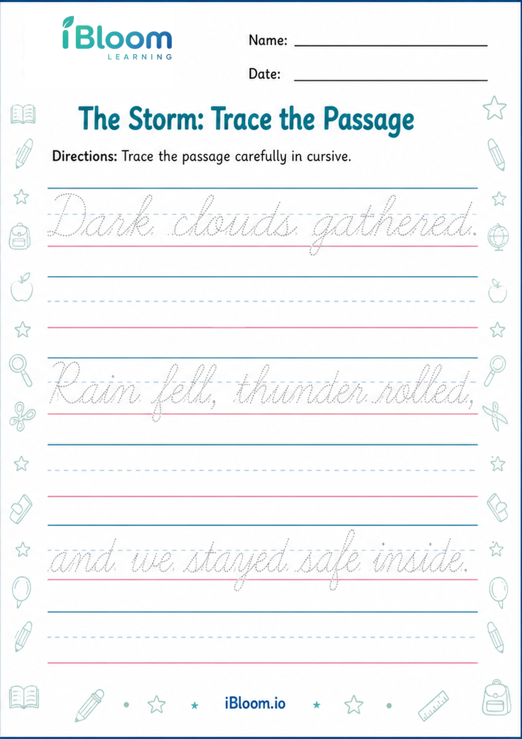 Preview of The Storm: Trace the Passage worksheet