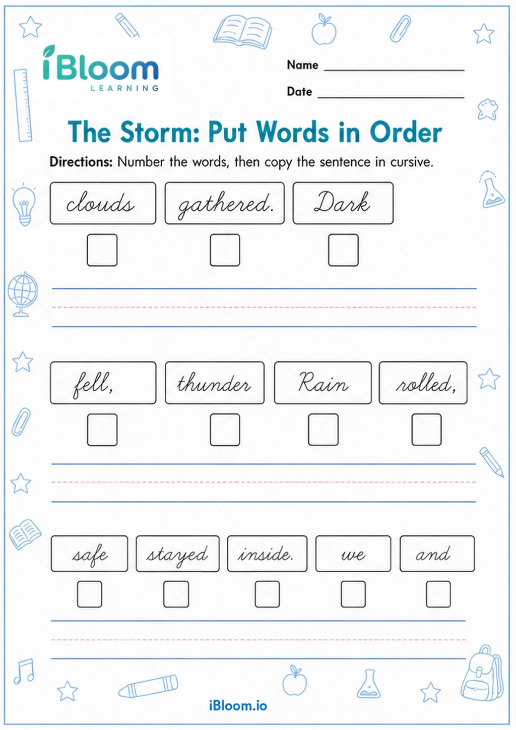 Preview page 1 of The Storm: Put Words in Order