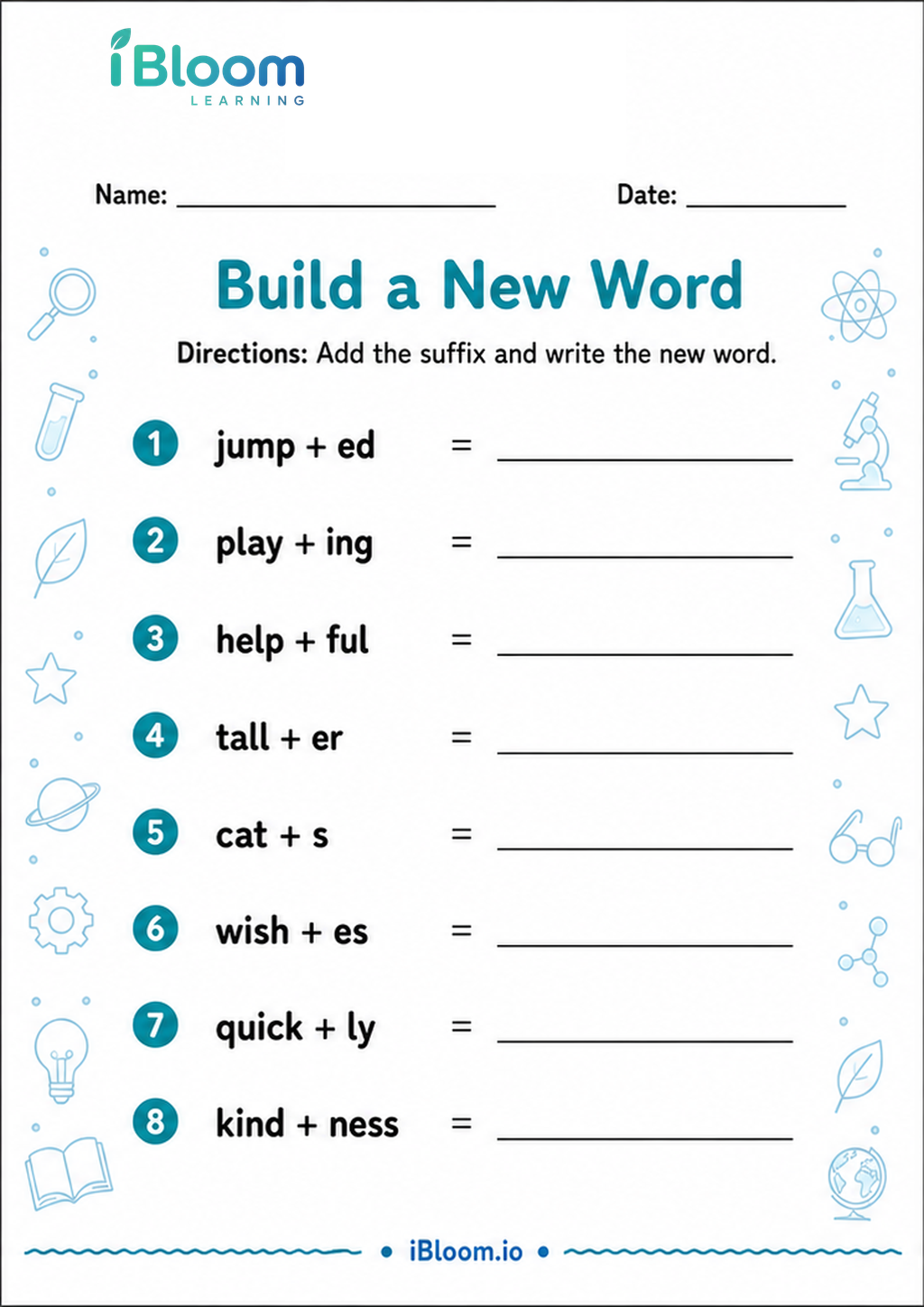 Build a New Word printable Class 1 worksheet