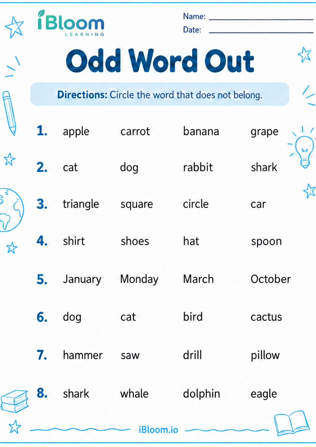 Preview page 1 of Odd Word Out