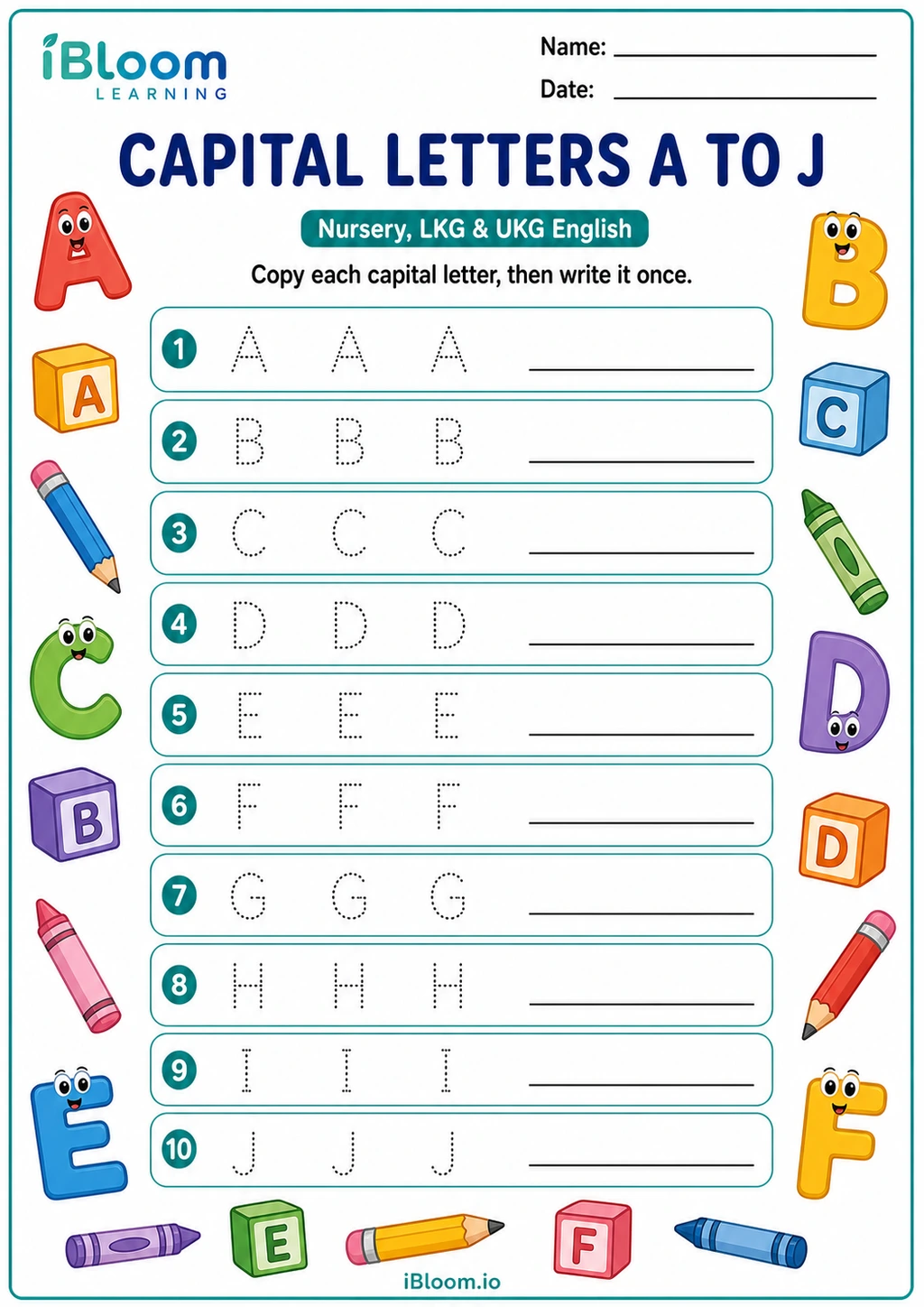 Preview page 1 of Capital Letters A to J