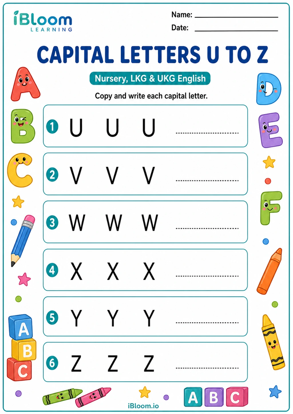 Preview page 1 of Capital Letters U to Z