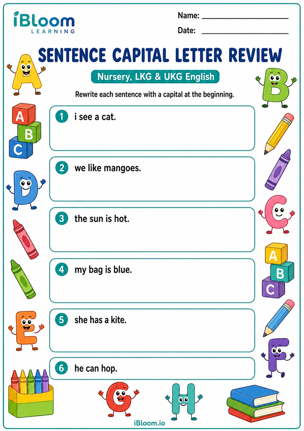 Preview page 1 of Sentence Capital Letter Review