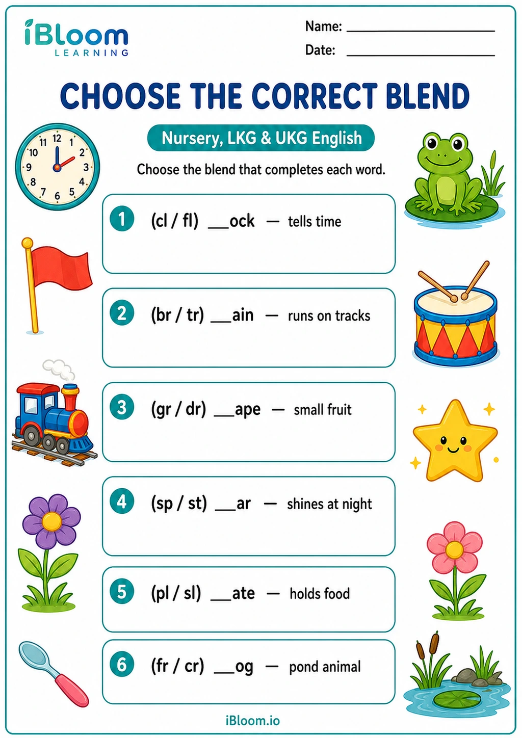 Preview of Choose the Correct Blend worksheet