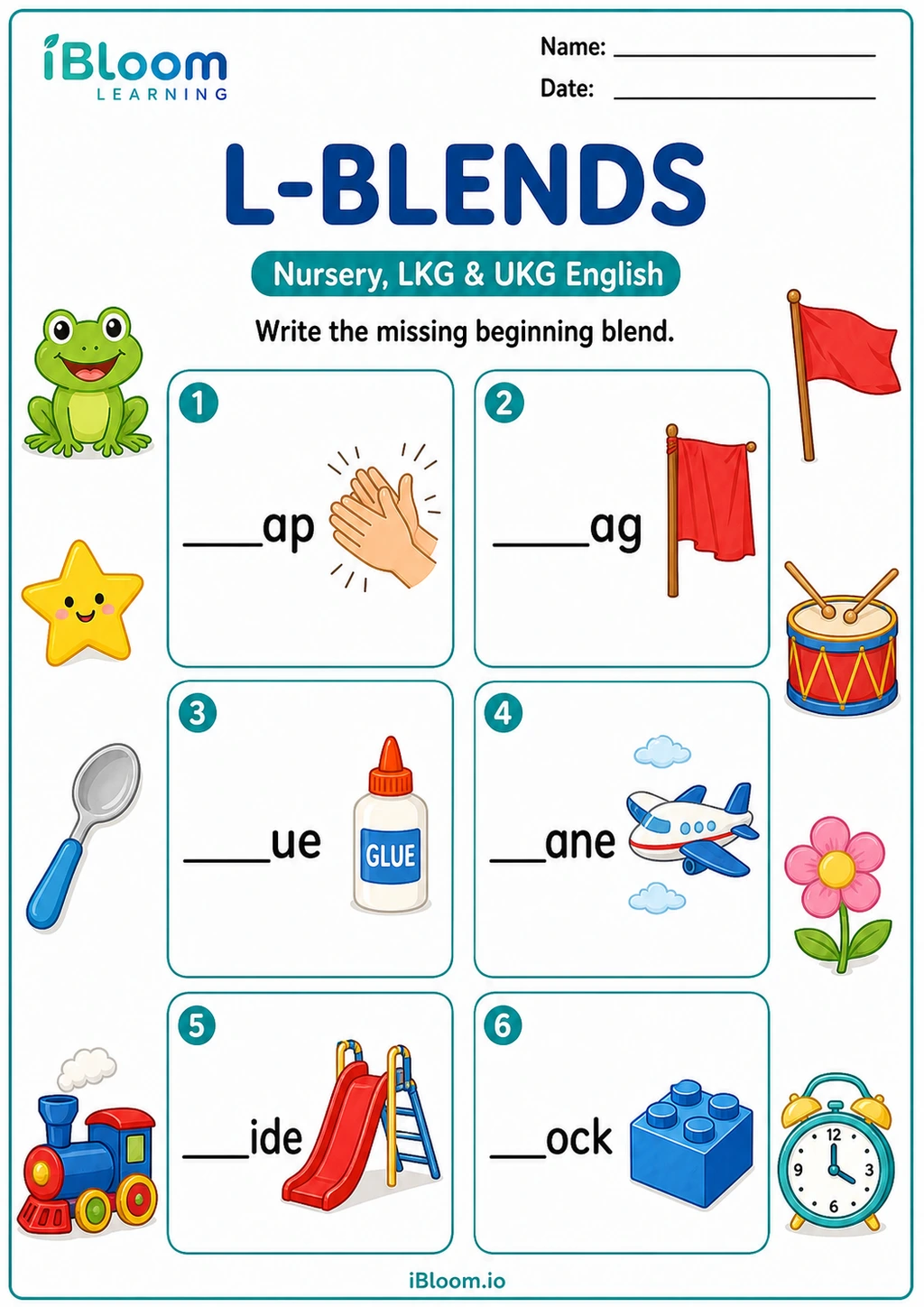 Preview of L-Blends worksheet