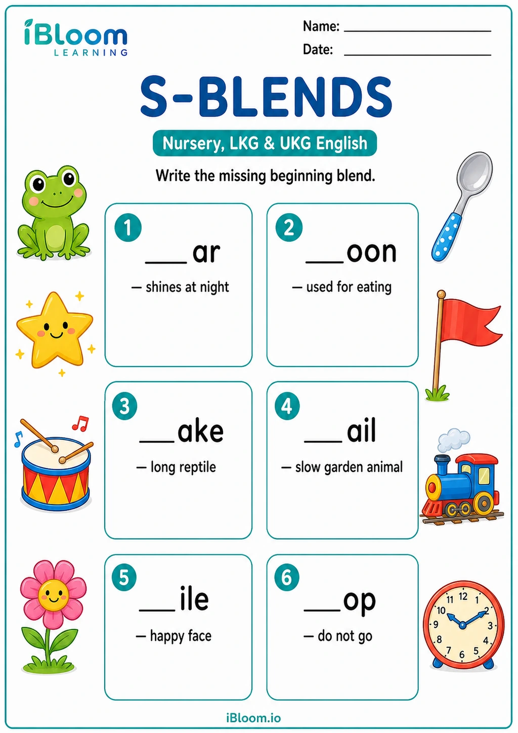 Preview of S-Blends worksheet