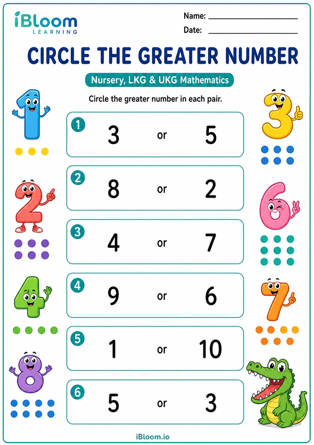 Preview of Circle the Greater Number worksheet