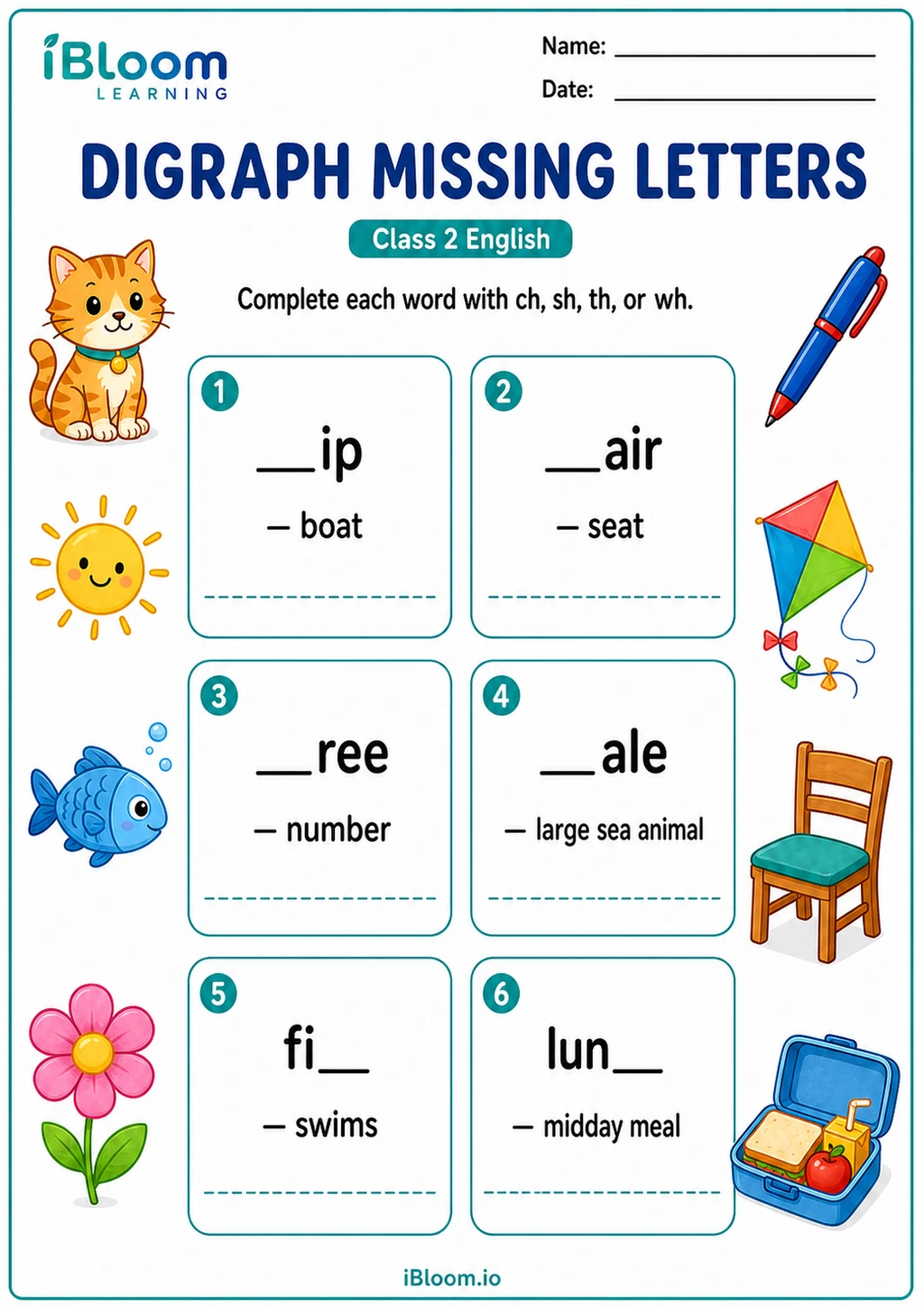 Preview page 1 of Digraph Missing Letters