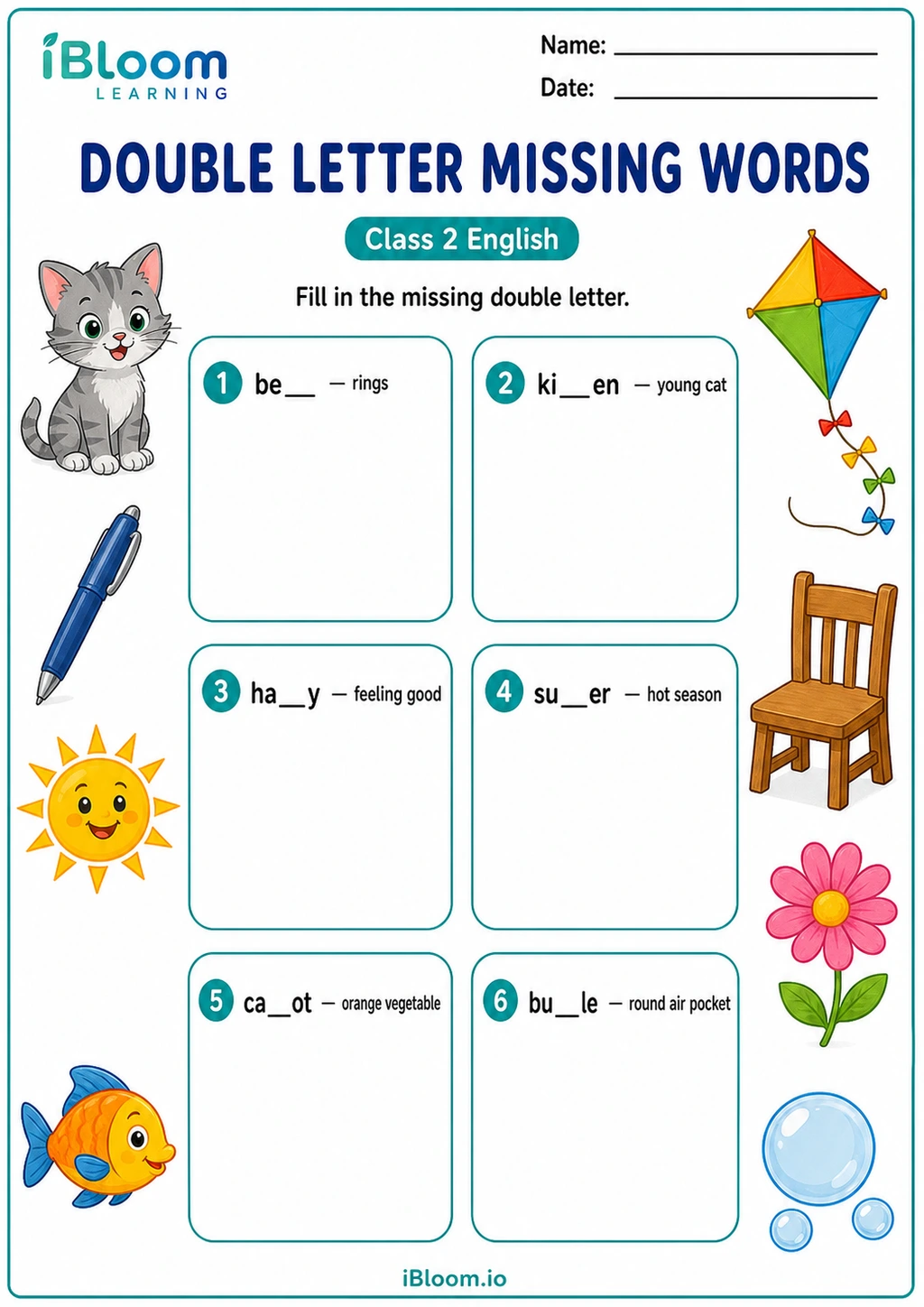 Preview of Double Letter Missing Words worksheet