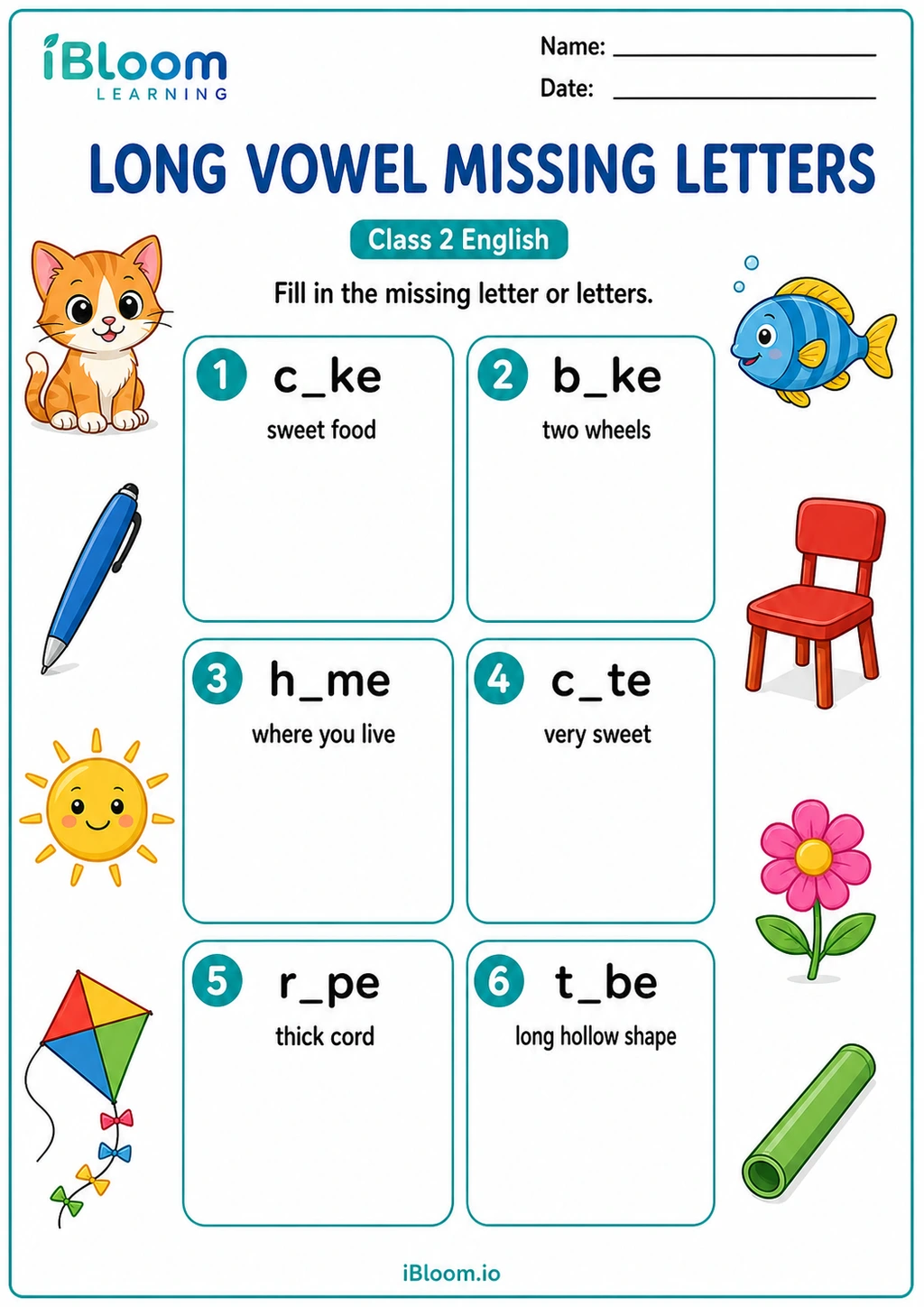 Preview page 1 of Long Vowel Missing Letters