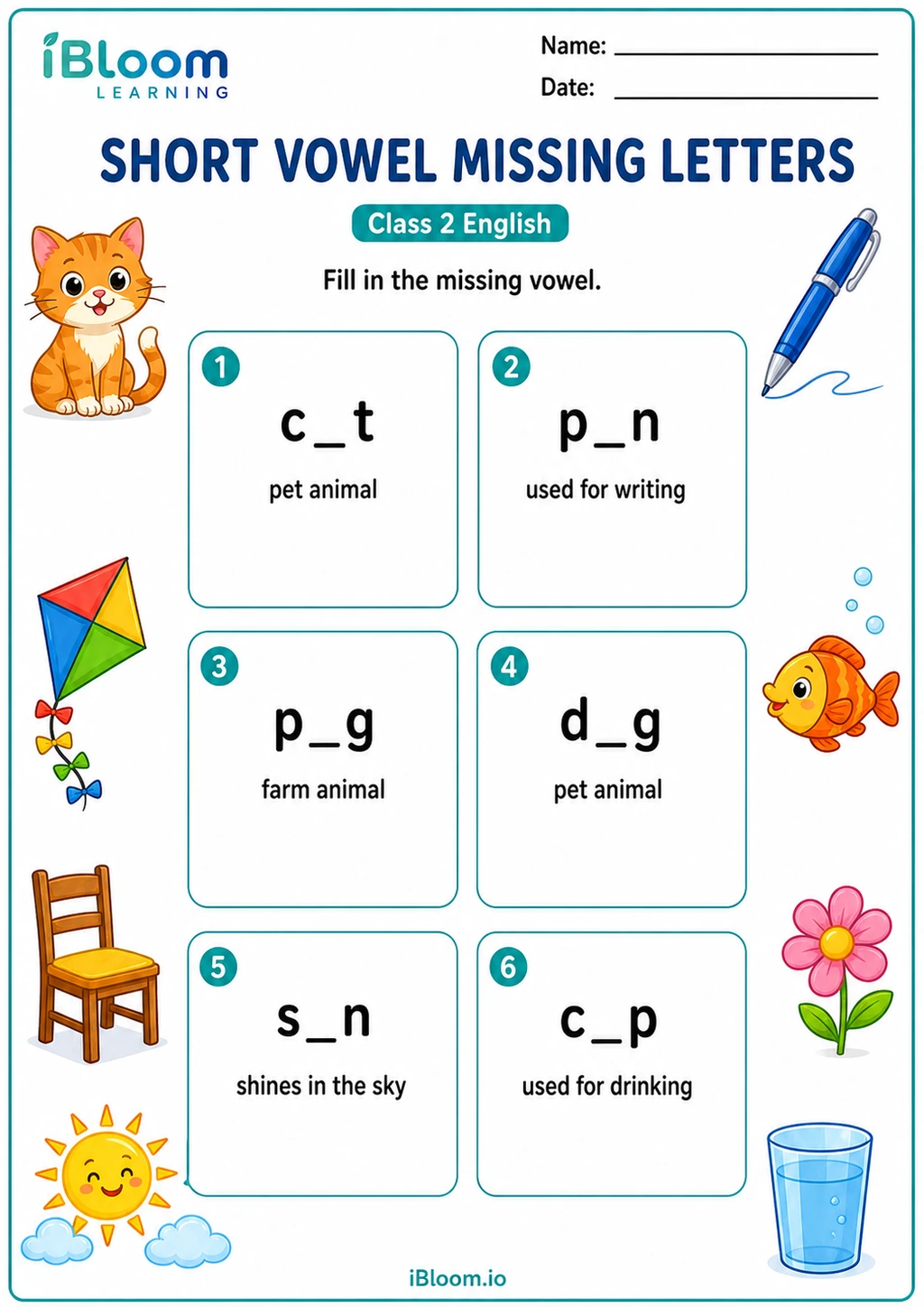 Preview page 1 of Short Vowel Missing Letters