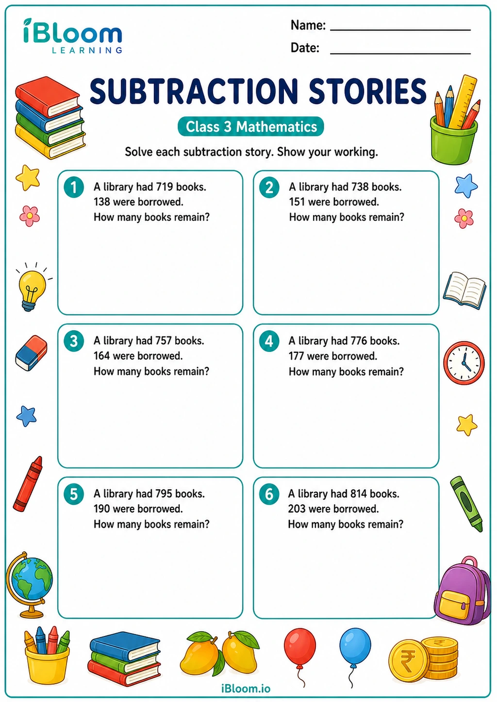 Preview page 1 of Subtraction Stories