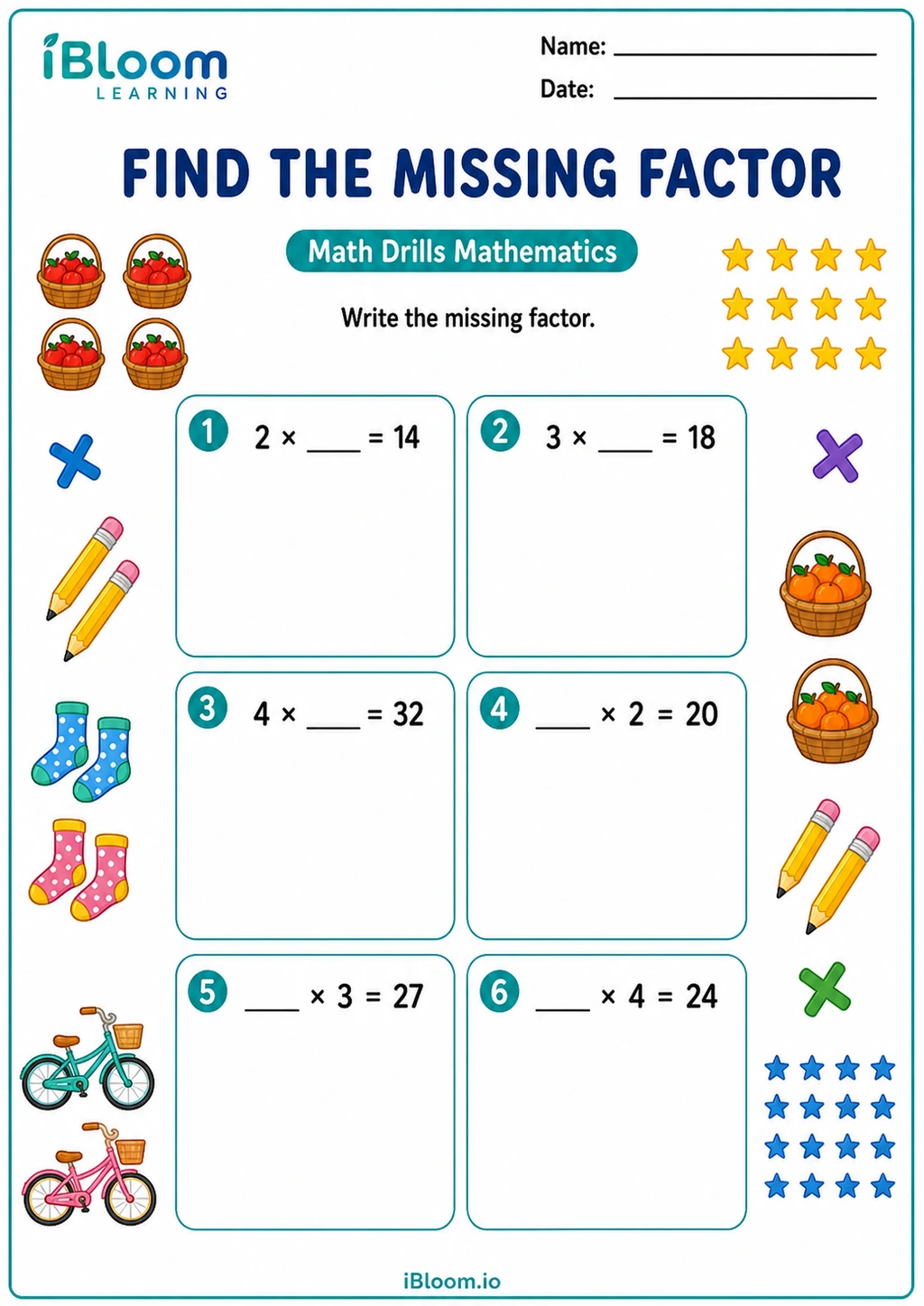 Preview of Find the Missing Factor worksheet