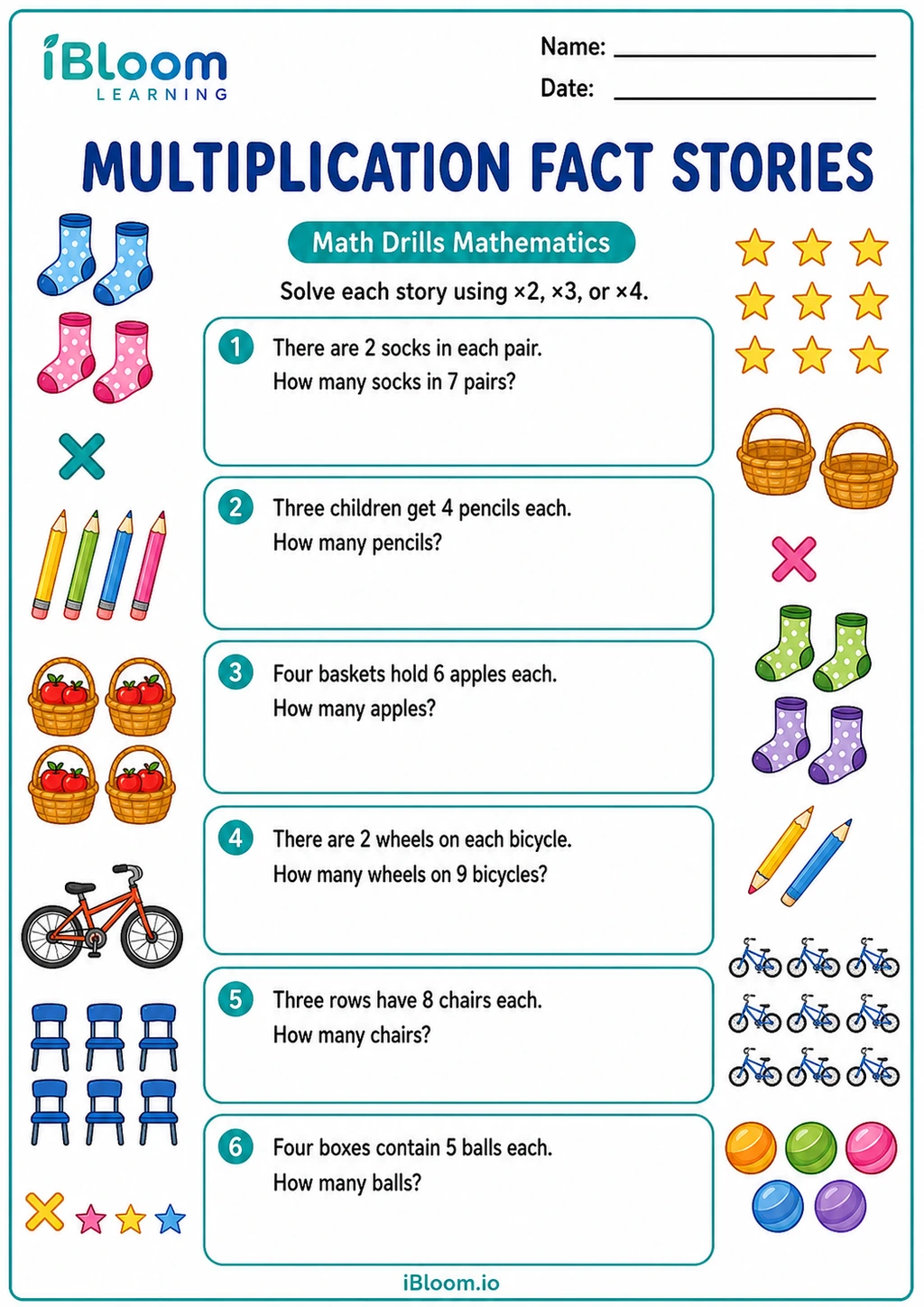 Preview page 1 of Multiplication Fact Stories
