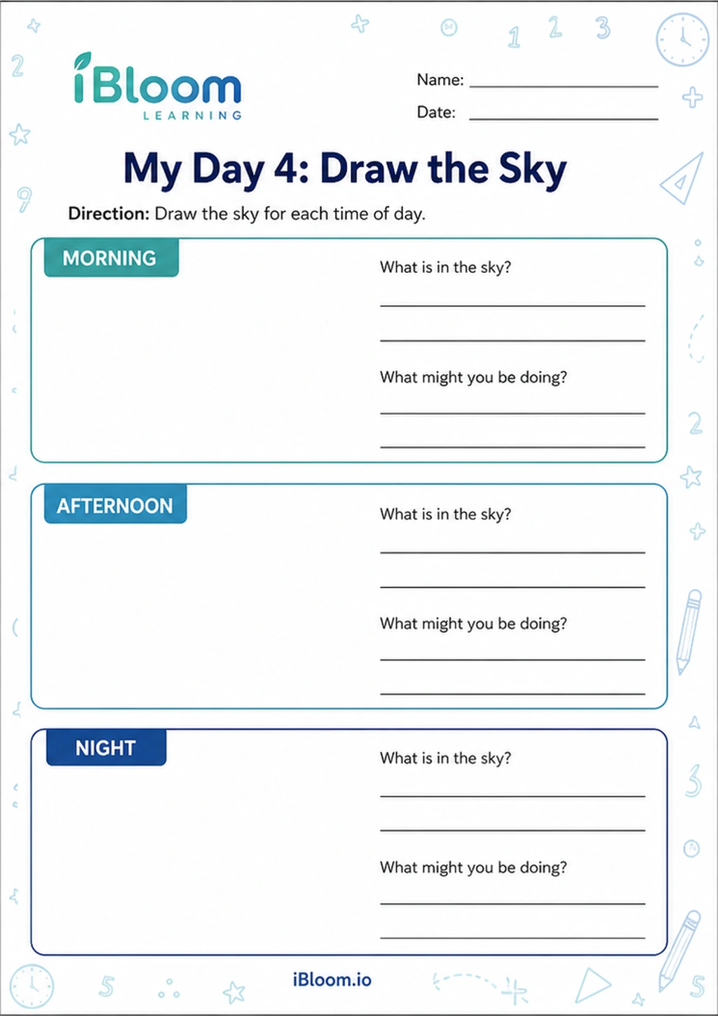 Preview page 1 of My Day 4: Draw the Sky