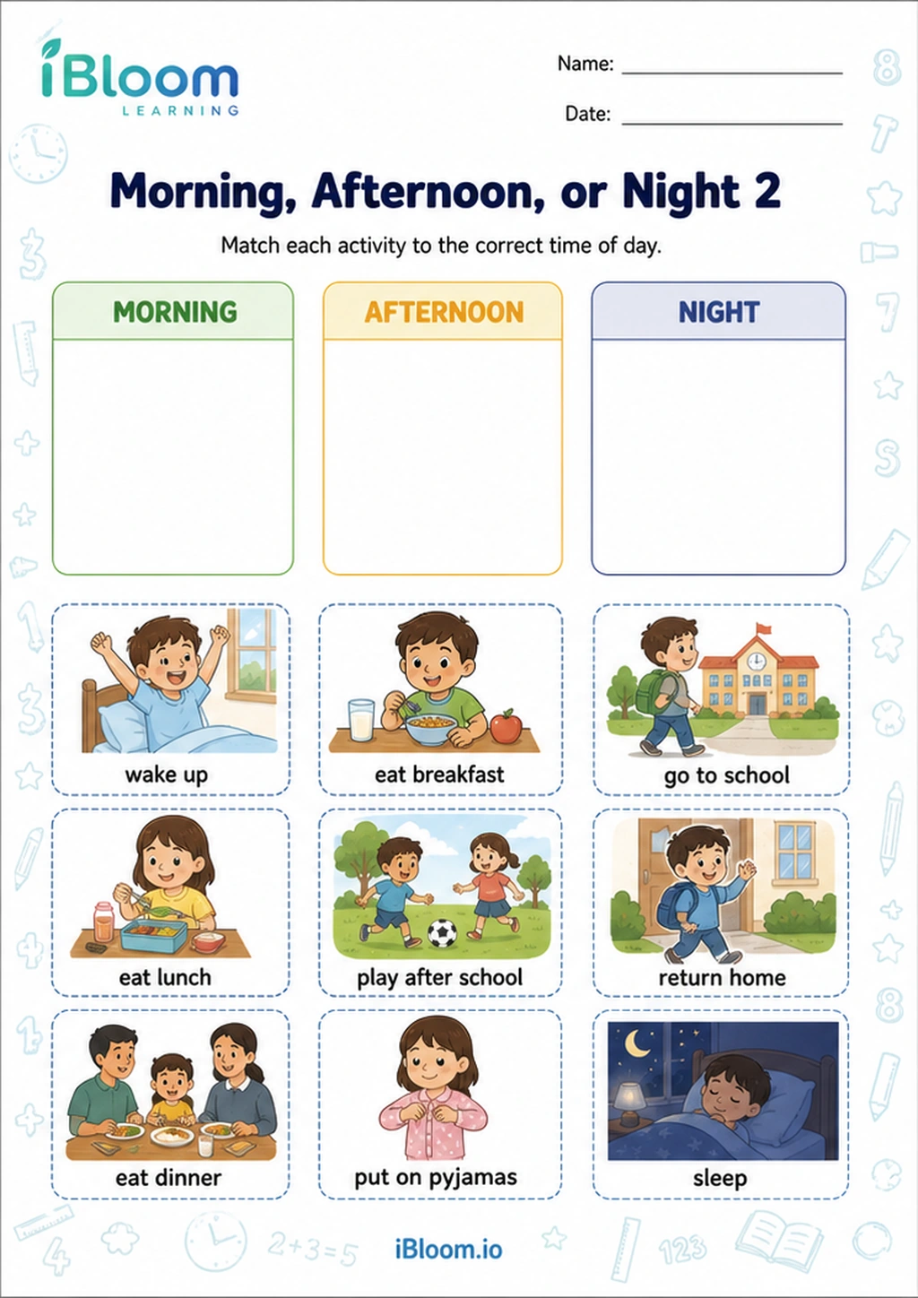 Preview page 1 of Morning, Afternoon, or Night 2