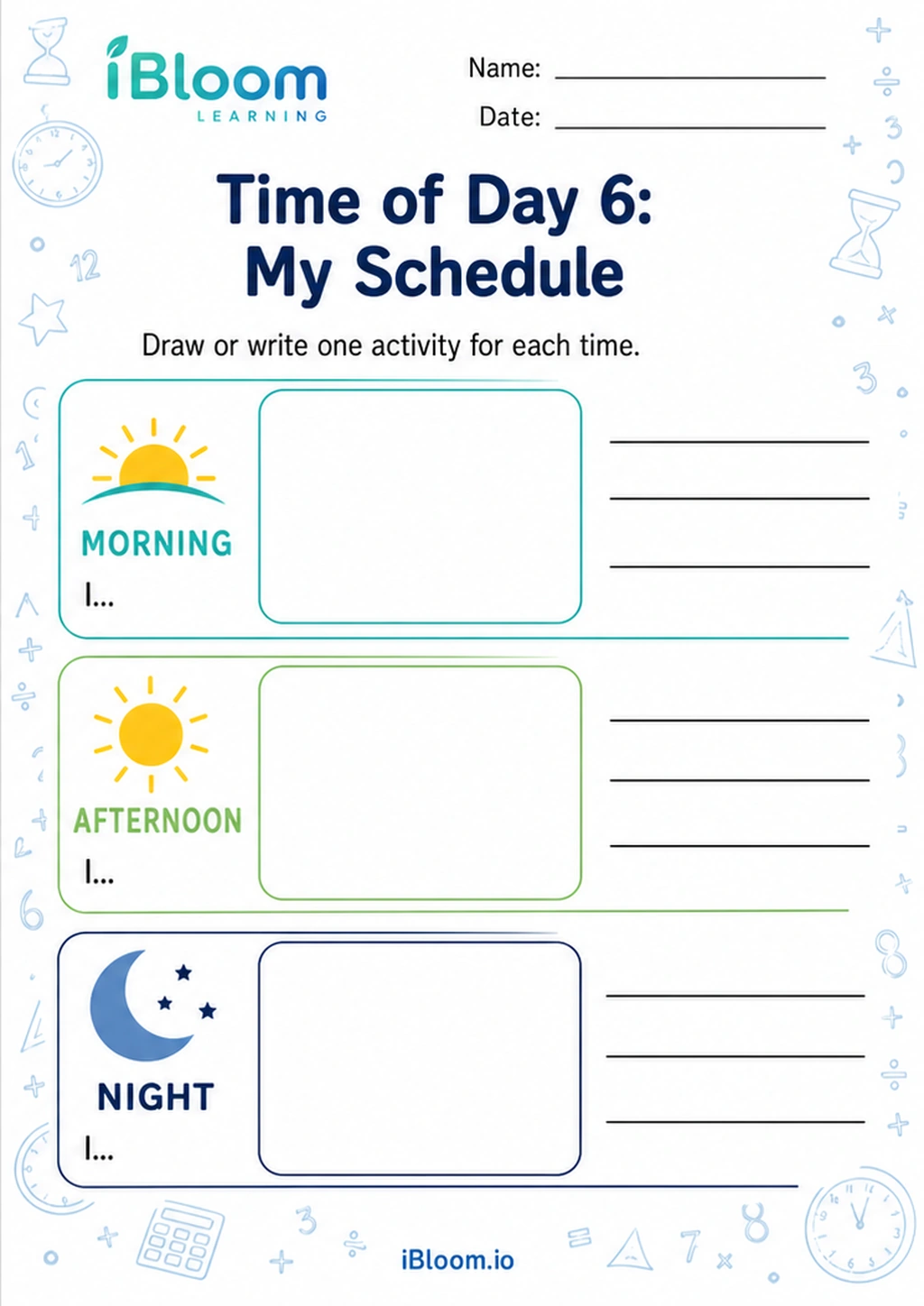 Preview page 1 of Time of Day 6: My Schedule