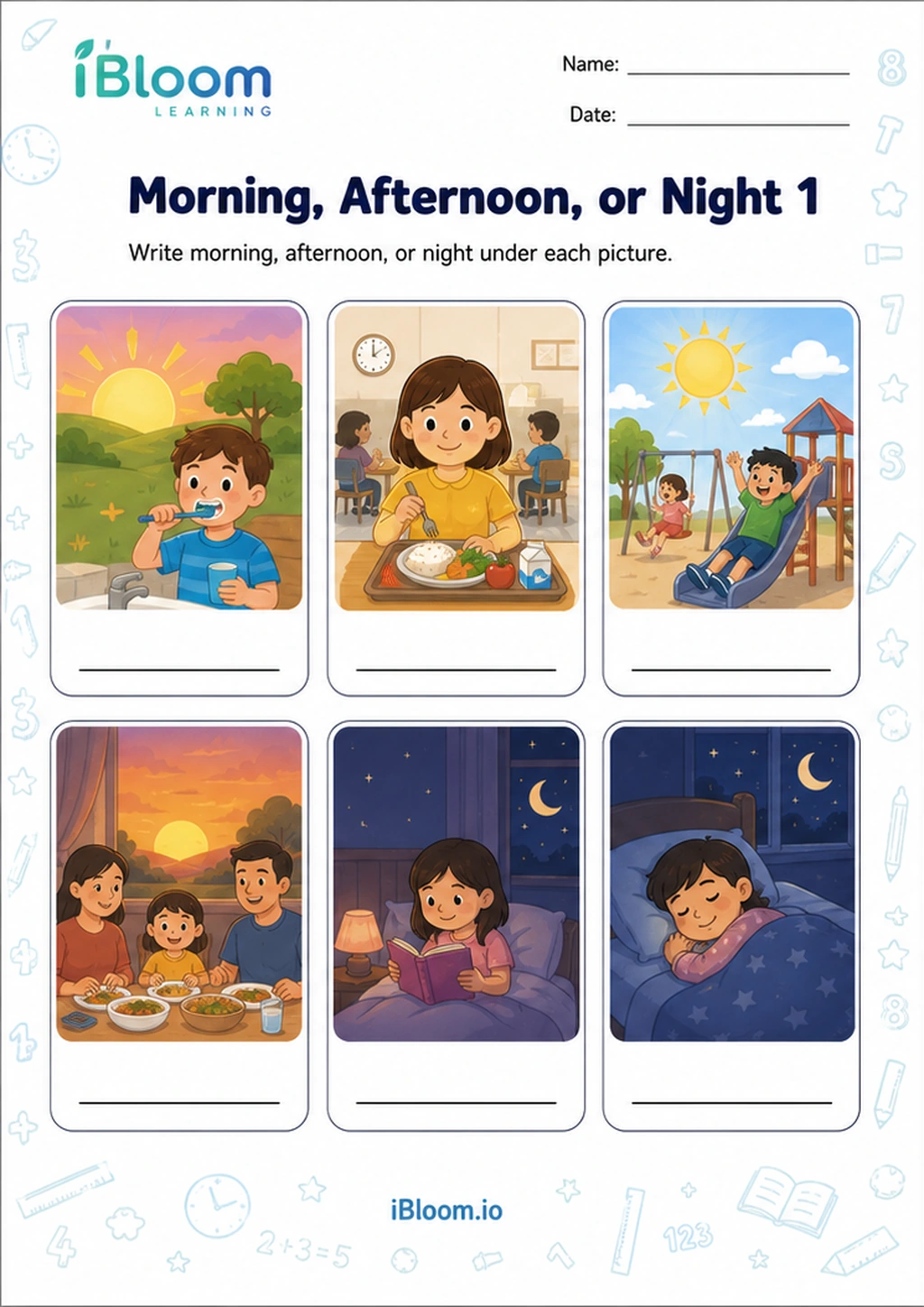 Preview page 1 of Morning, Afternoon, or Night 1