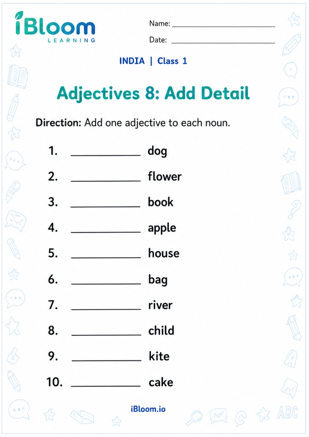 Preview page 1 of Adjectives 8: Add Detail