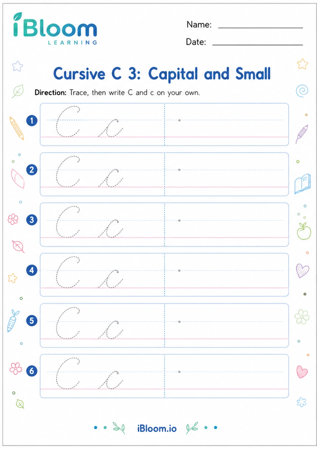 Preview of Cursive C 3: Capital and Small worksheet