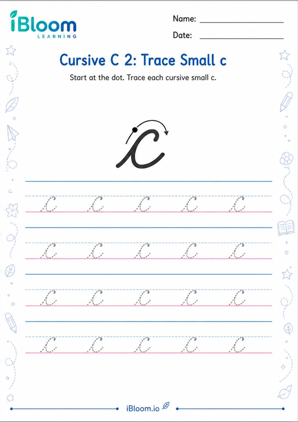 Preview page 1 of Cursive C 2: Trace Small c