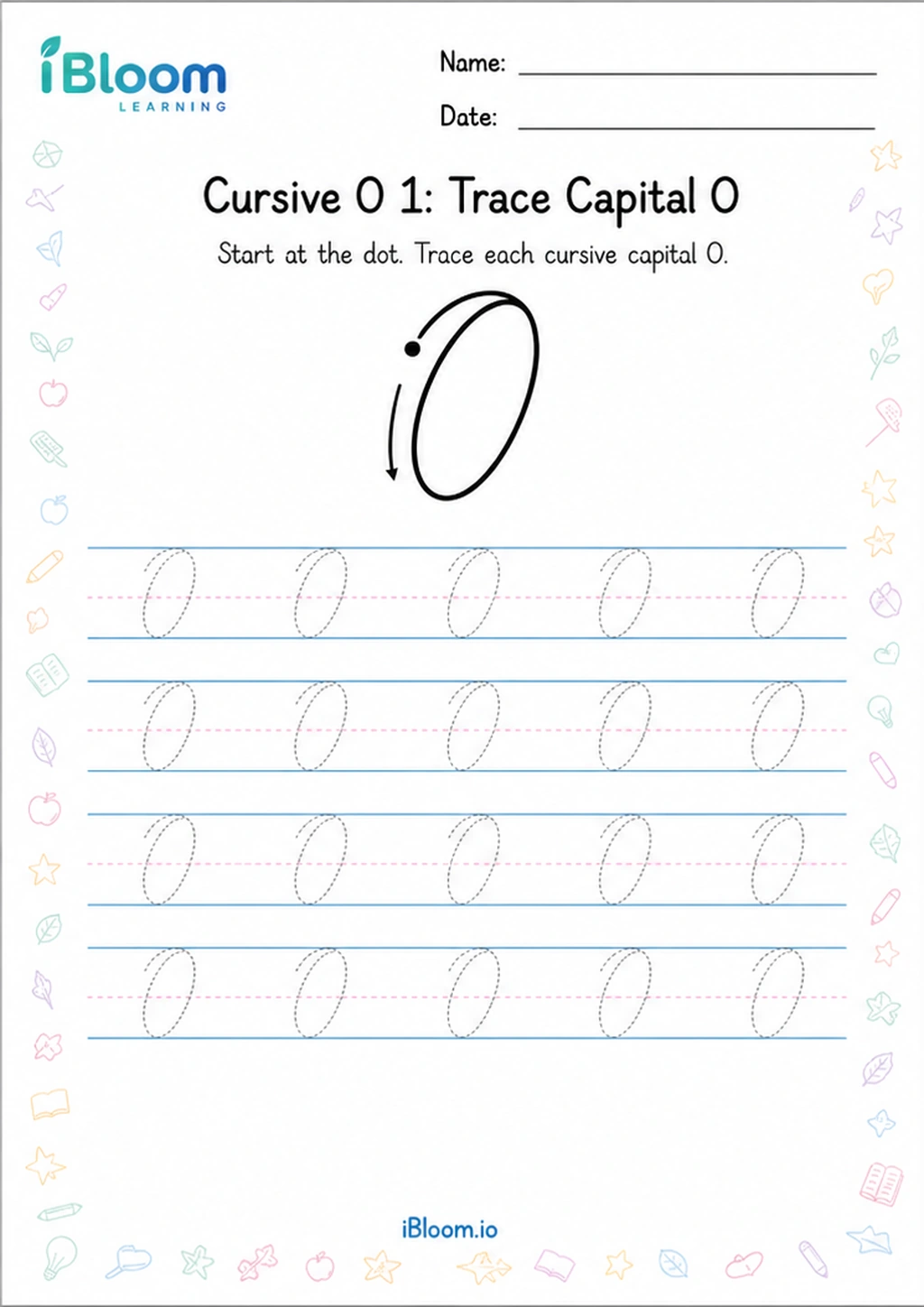 Preview page 1 of Cursive O 1: Trace Capital O