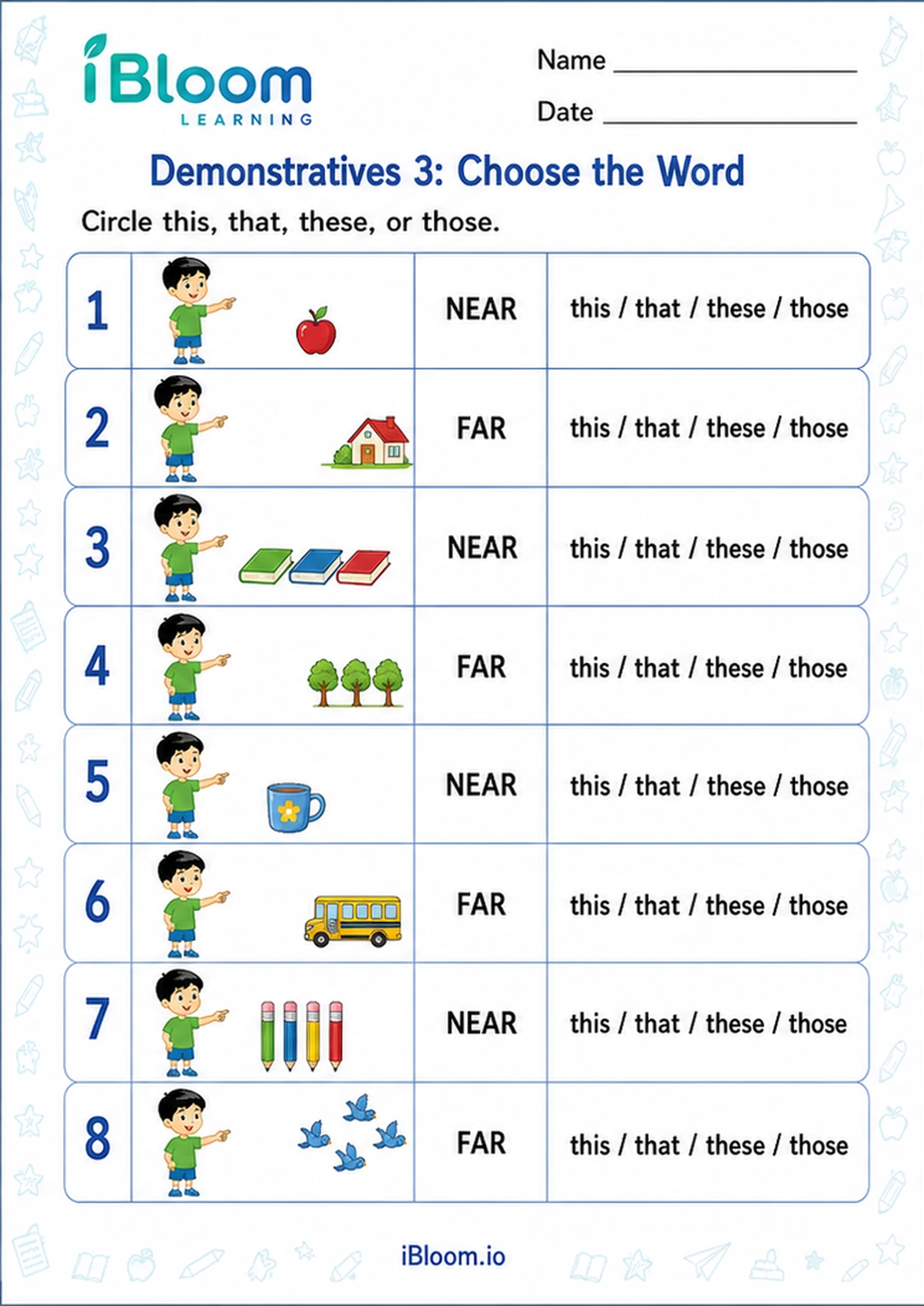 Preview page 1 of Demonstratives 3: Choose the Word