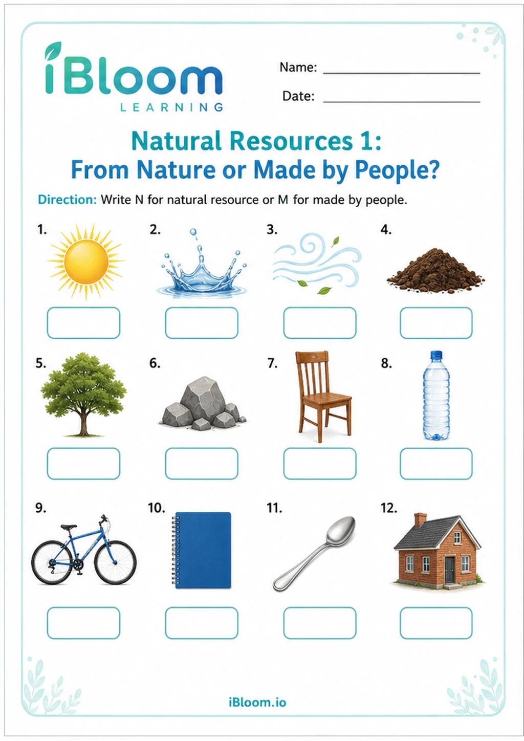 Preview of Natural Resources 1: From Nature or Made by People? worksheet