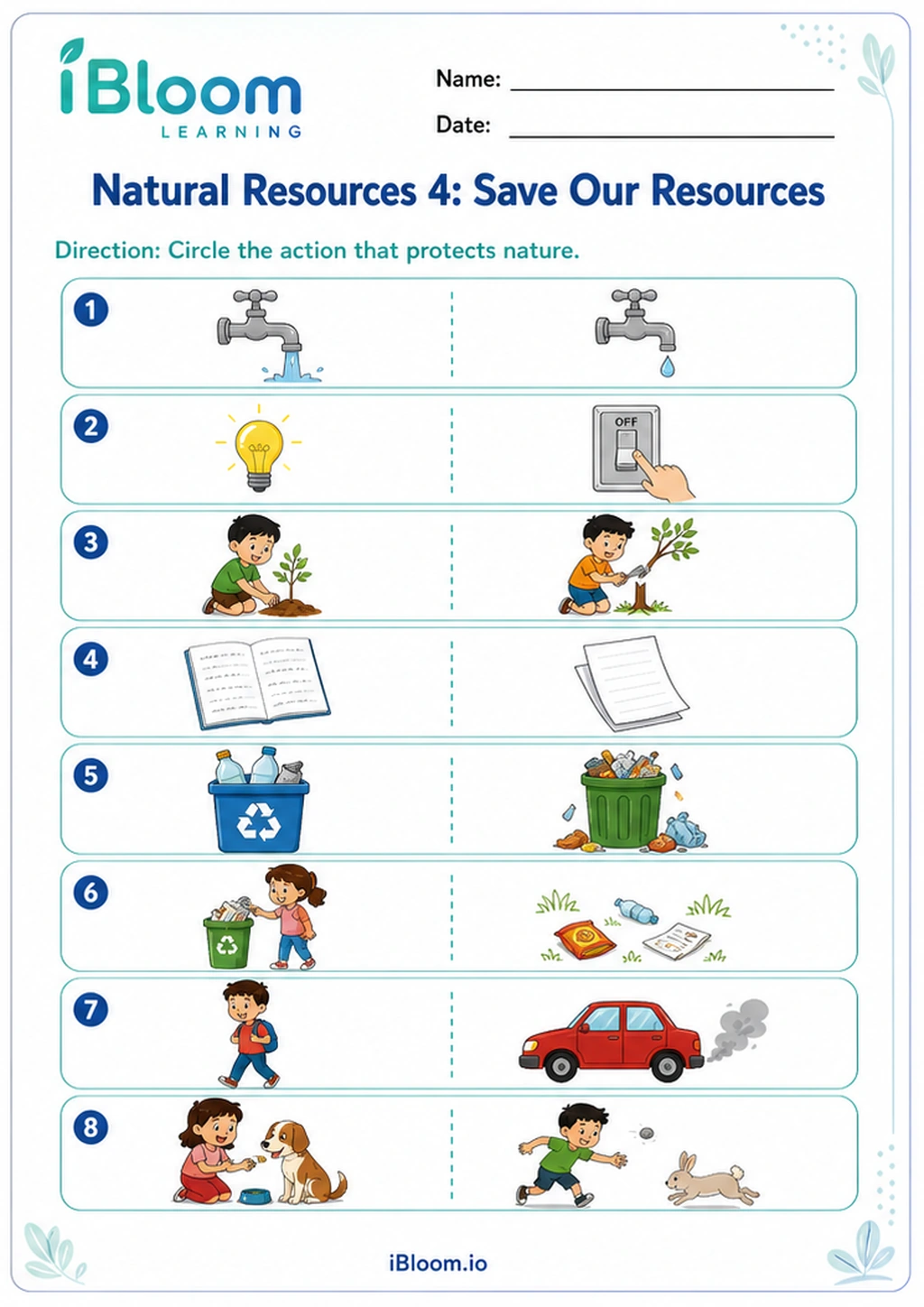 Natural Resources 4: Save Our Resources printable Class 3 worksheet