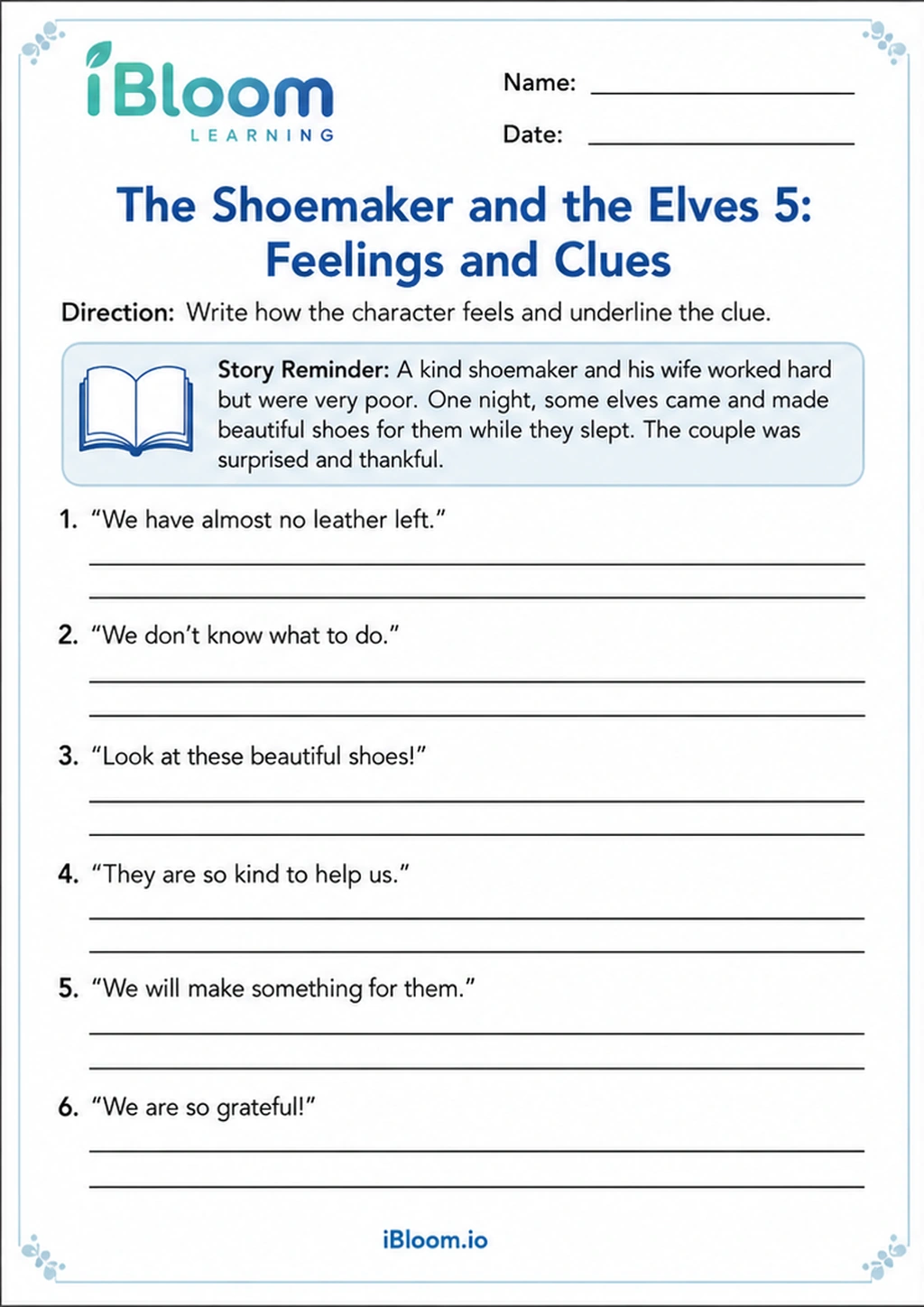 Preview page 1 of The Shoemaker and the Elves 5: Feelings and Clues