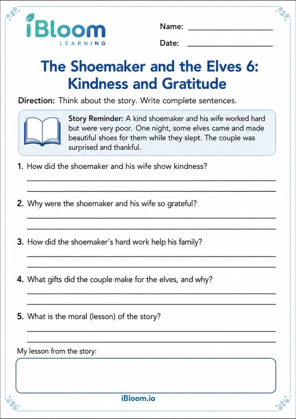Preview page 1 of The Shoemaker and the Elves 6: Kindness and Gratitude
