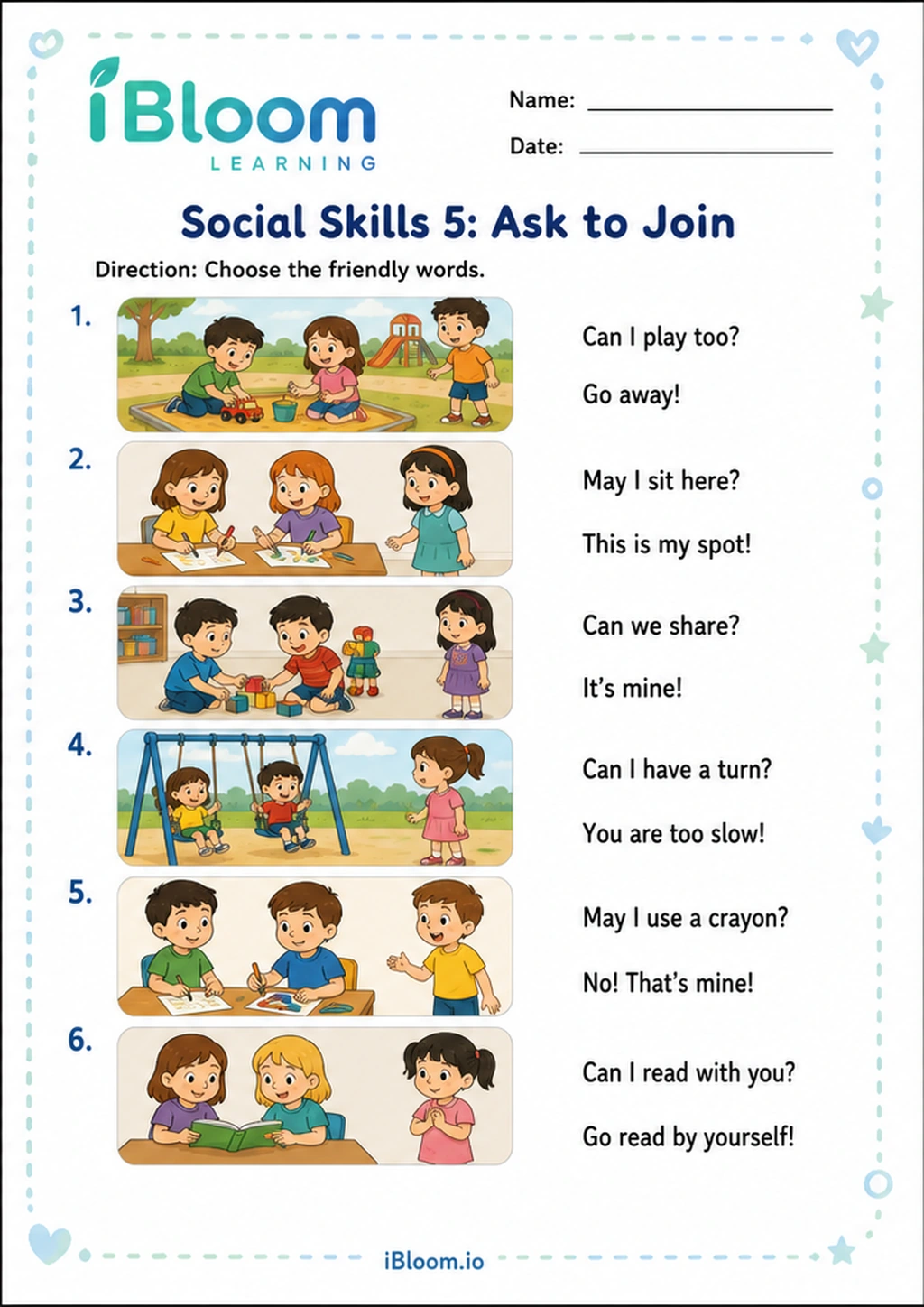 Preview page 1 of Social Skills 5: Ask to Join