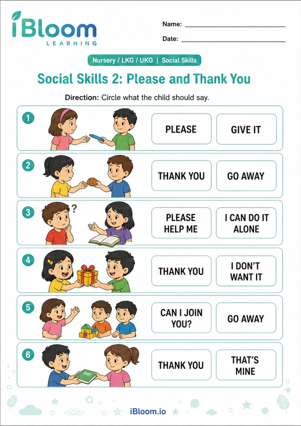 Preview page 1 of Social Skills 2: Please and Thank You