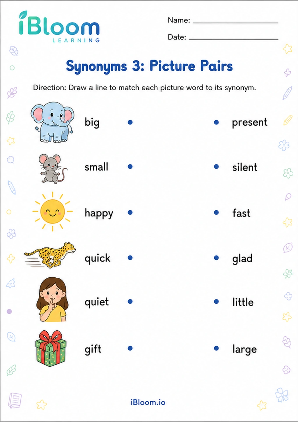Preview of Synonyms 3: Picture Pairs worksheet