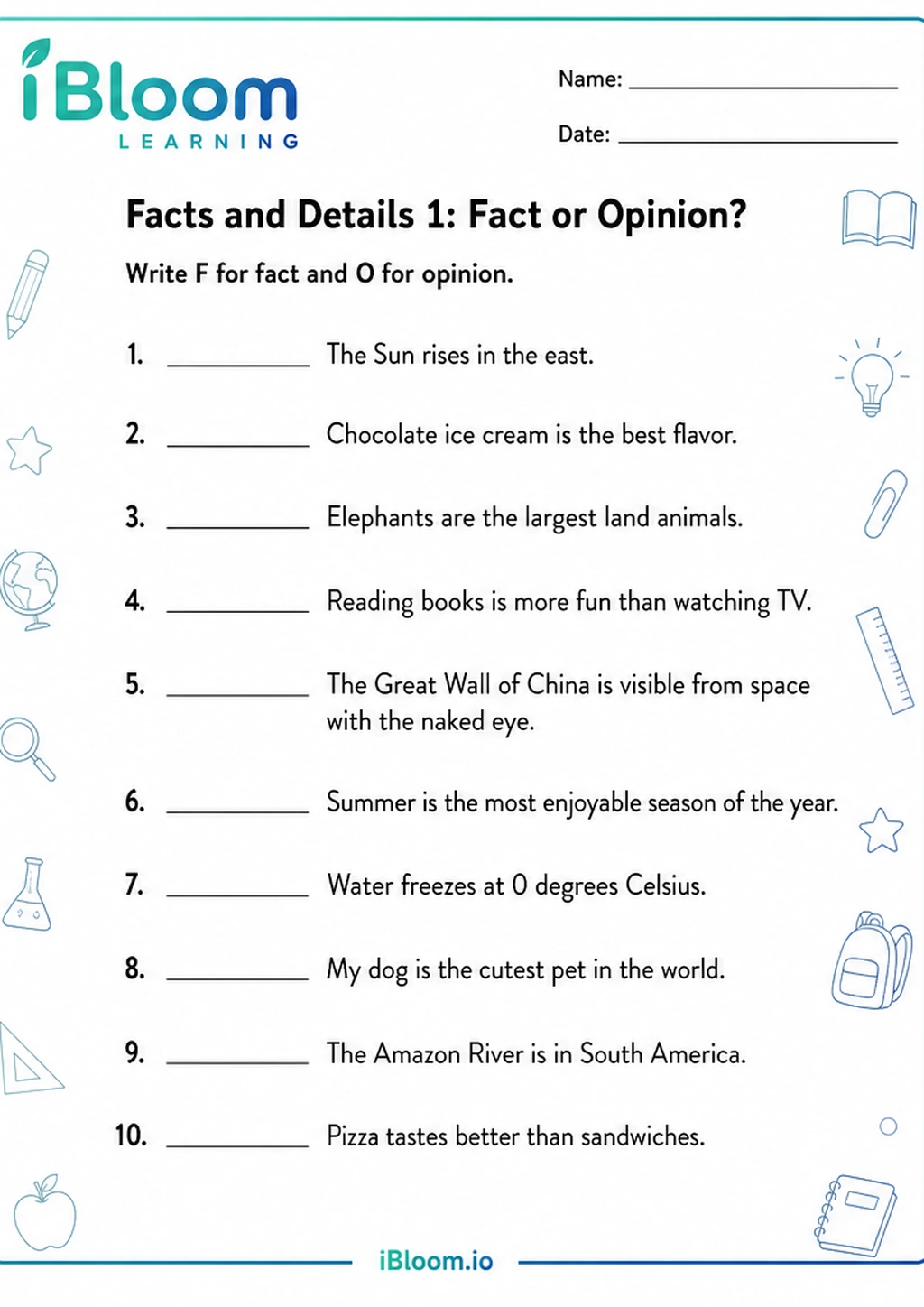Preview page 1 of Facts and Details 1: Fact or Opinion?