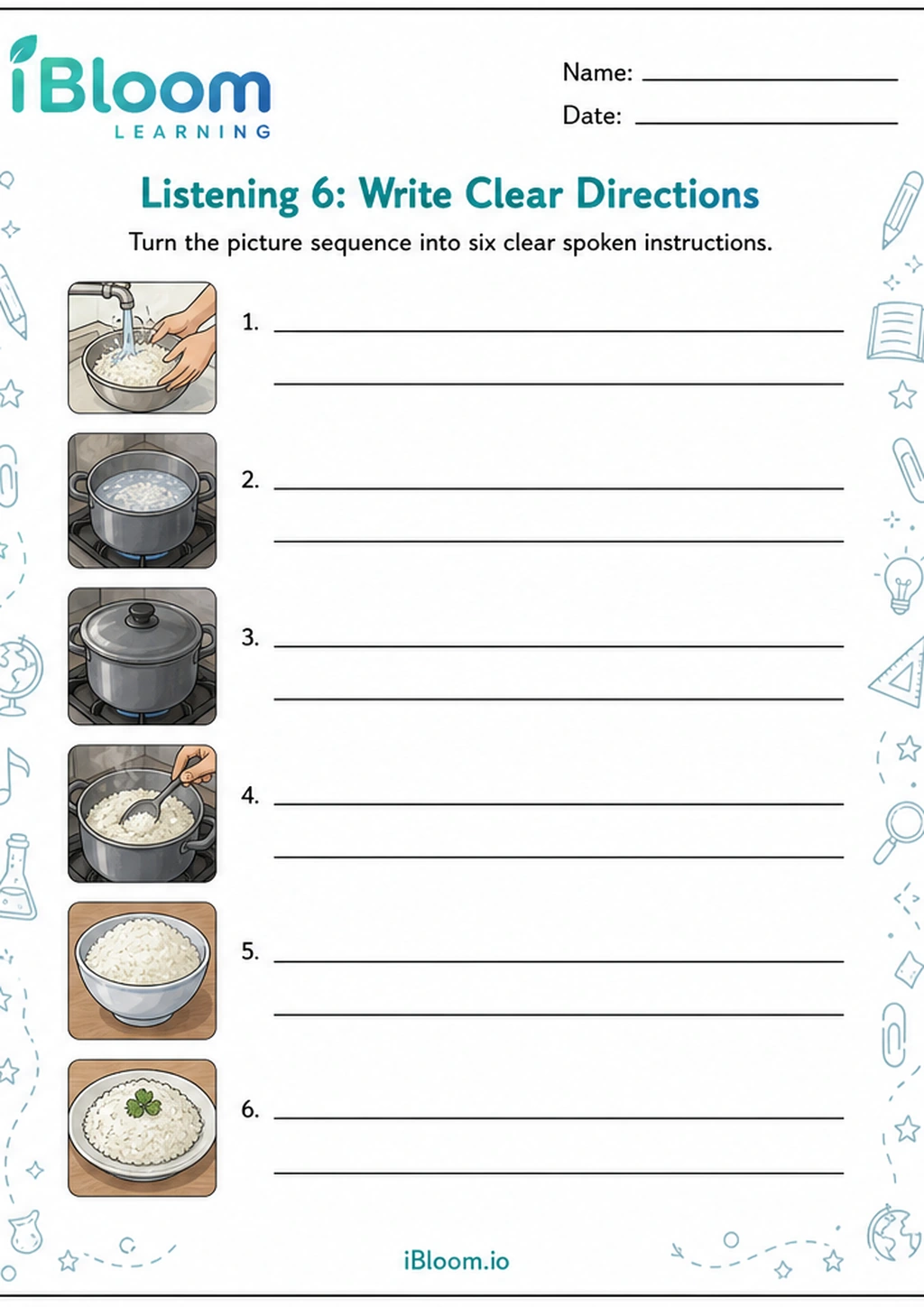 Preview page 1 of Listening 6: Write Clear Directions