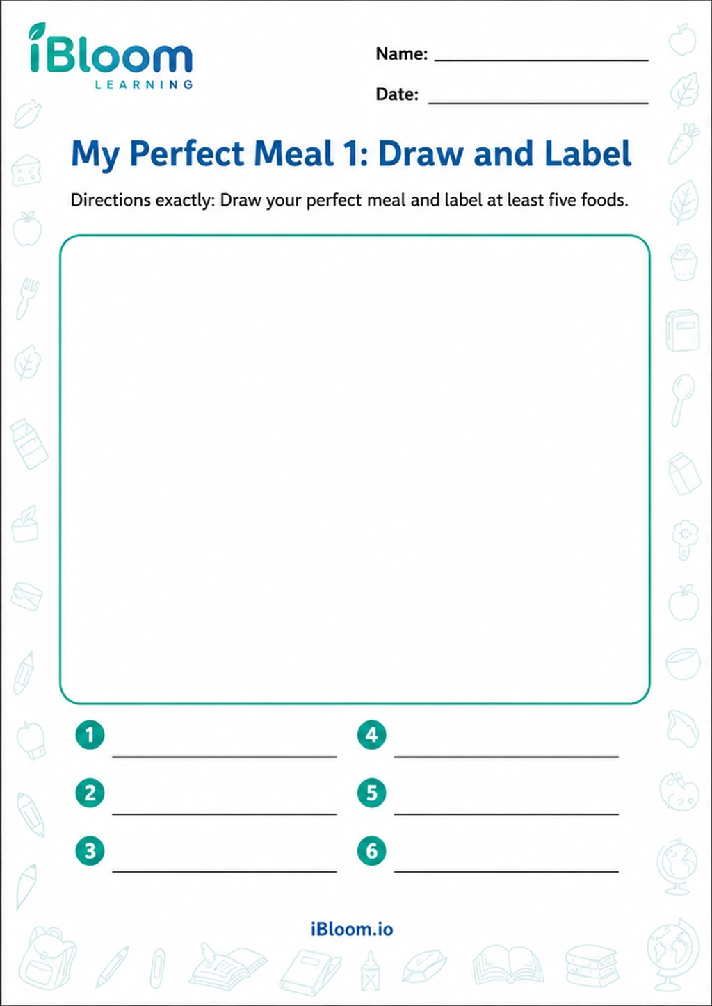 Preview page 1 of My Perfect Meal 1: Draw and Label