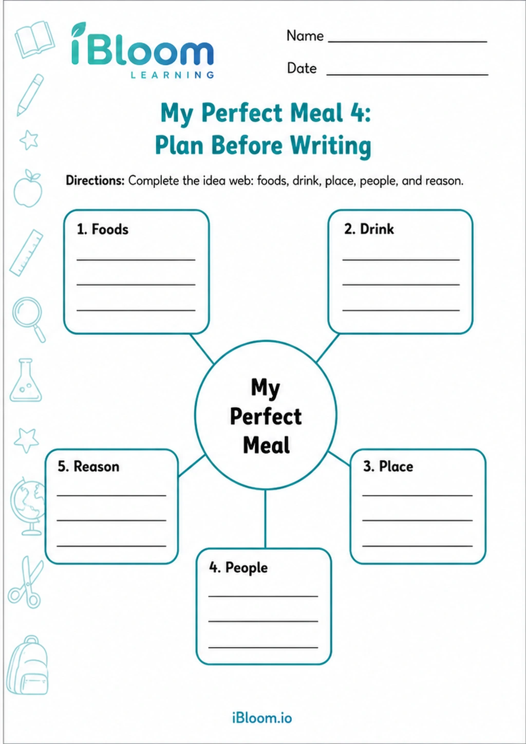 Preview page 1 of My Perfect Meal 4: Plan Before Writing