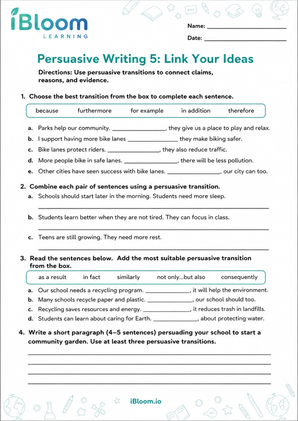 Preview page 1 of Persuasive Writing 5: Link Your Ideas