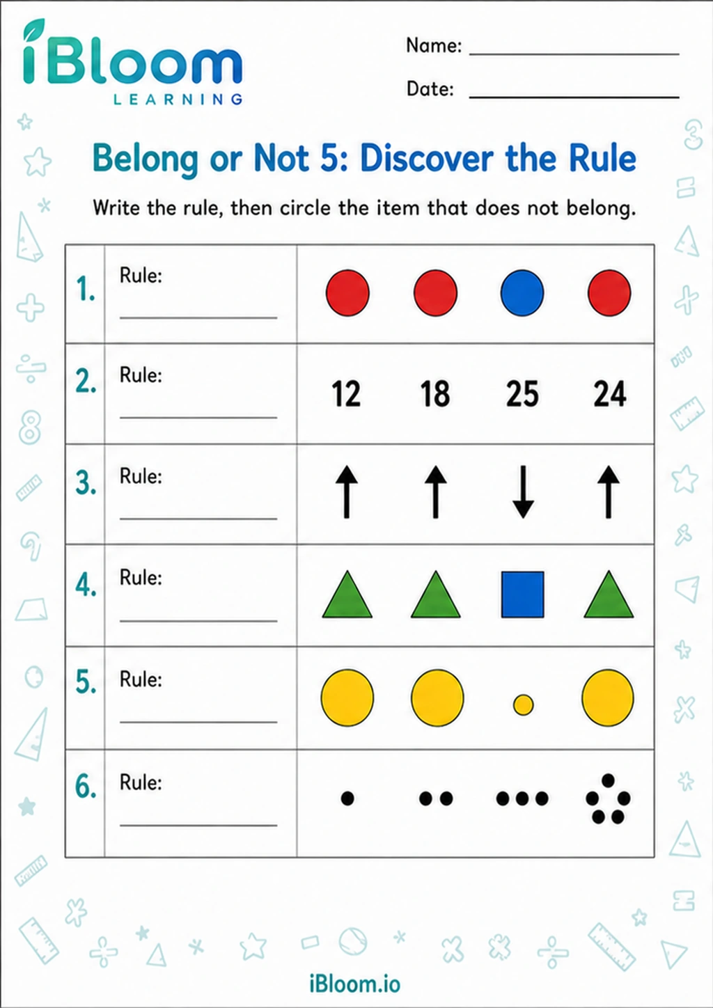 Preview page 1 of Belong or Not 5: Discover the Rule