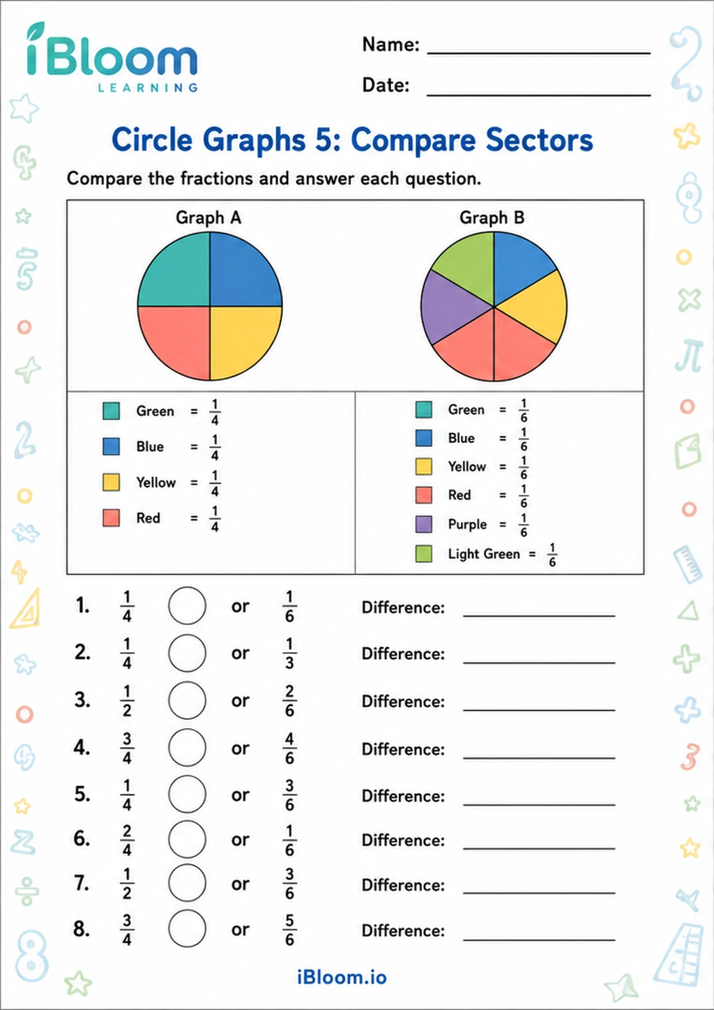 Preview page 1 of Circle Graphs 5: Compare Sectors