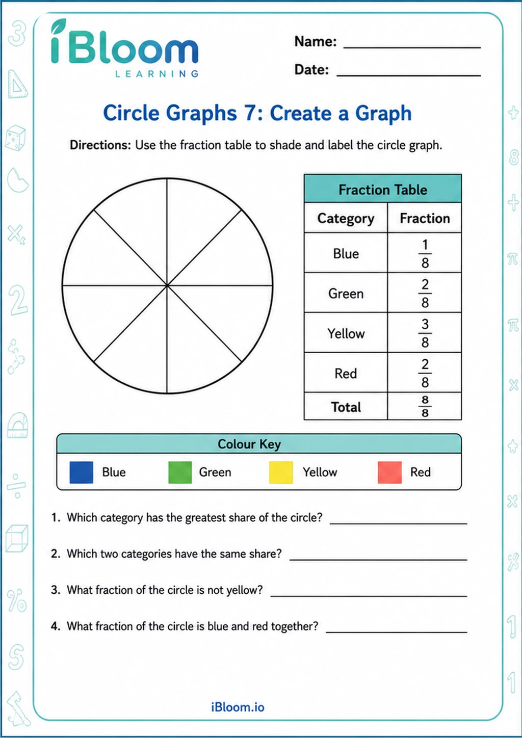 Preview page 1 of Circle Graphs 7: Create a Graph