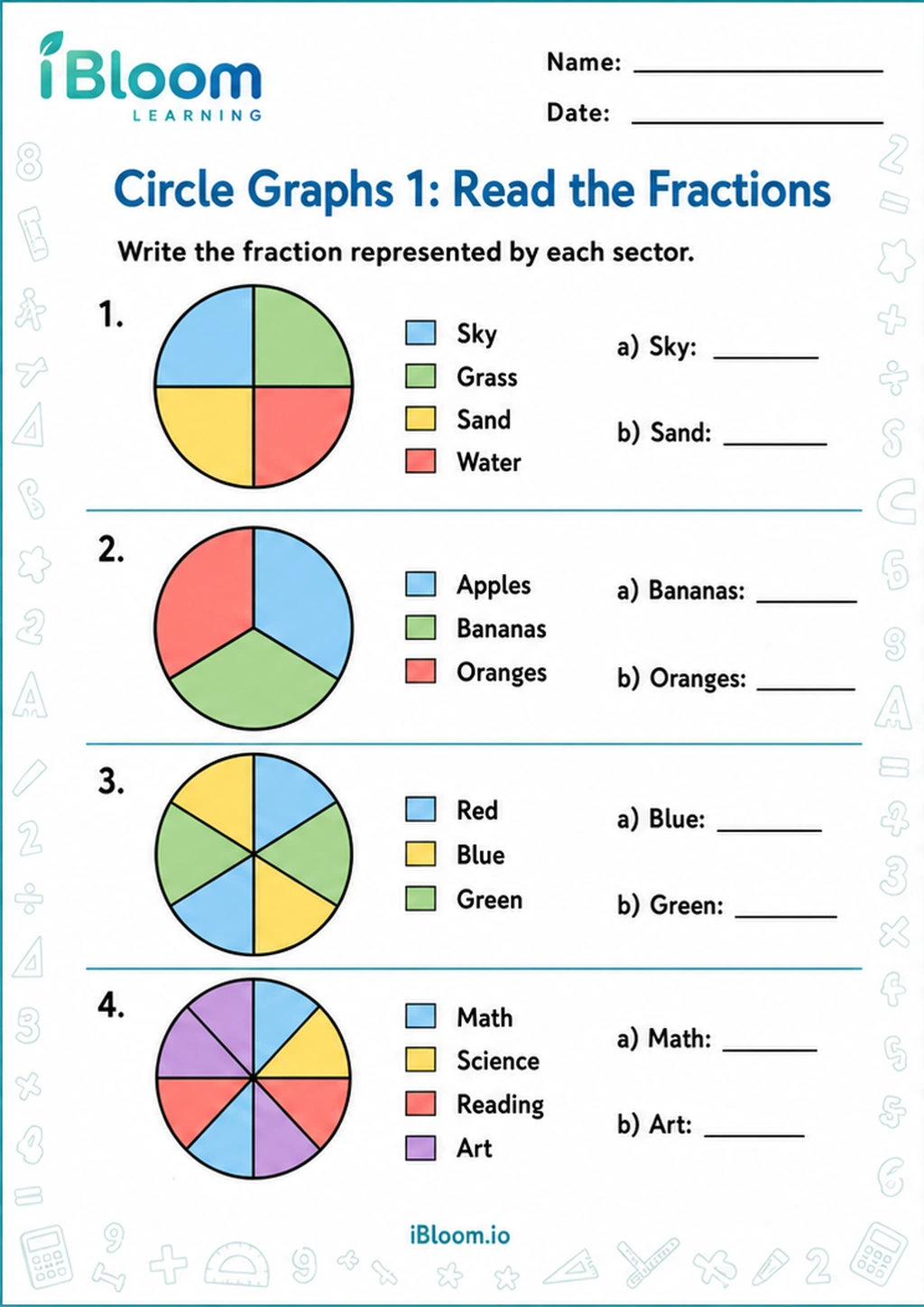 Preview page 1 of Circle Graphs 1: Read the Fractions