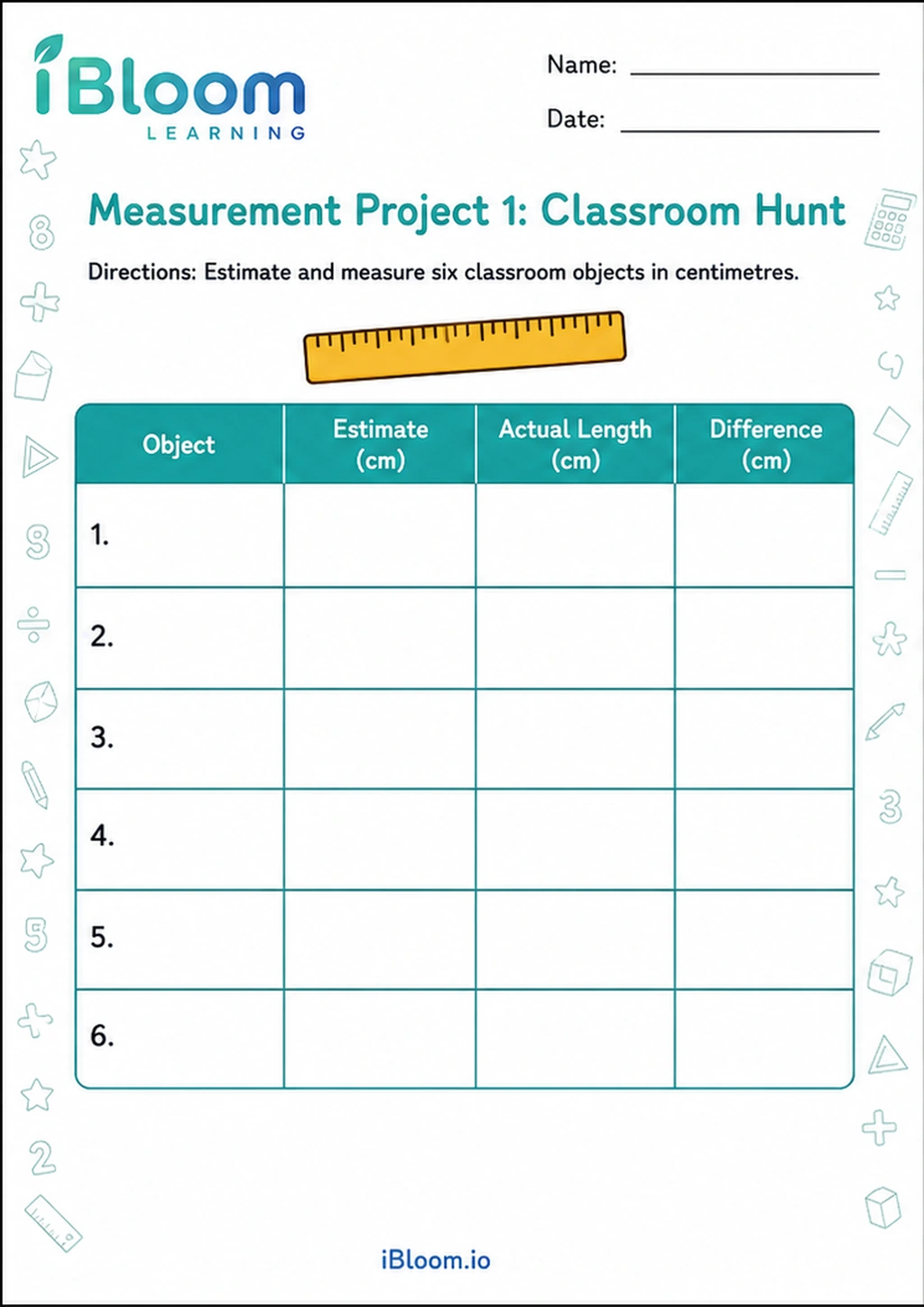 Preview page 1 of Measurement Project 1: Classroom Hunt