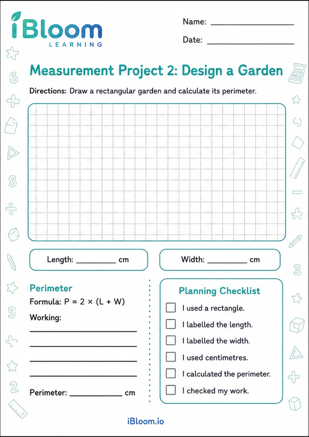 Preview page 1 of Measurement Project 2: Design a Garden