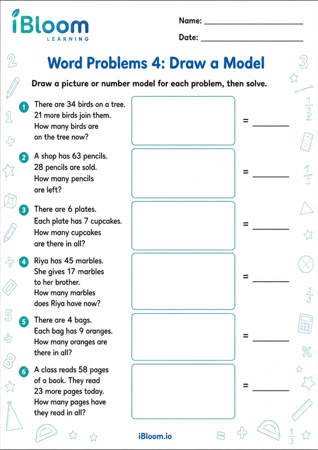 Preview page 1 of Word Problems 4: Draw a Model