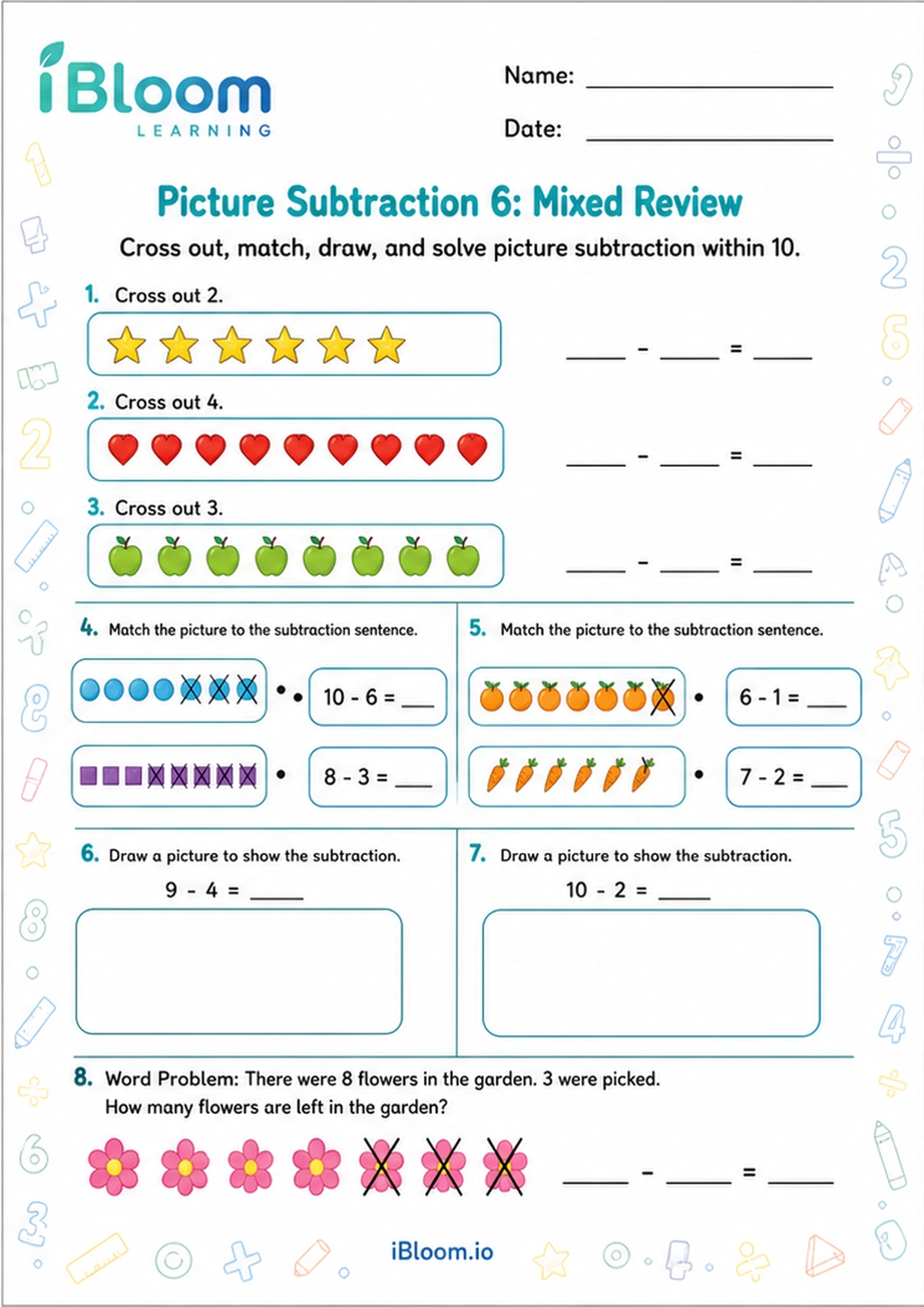Preview page 1 of Picture Subtraction 6: Mixed Review