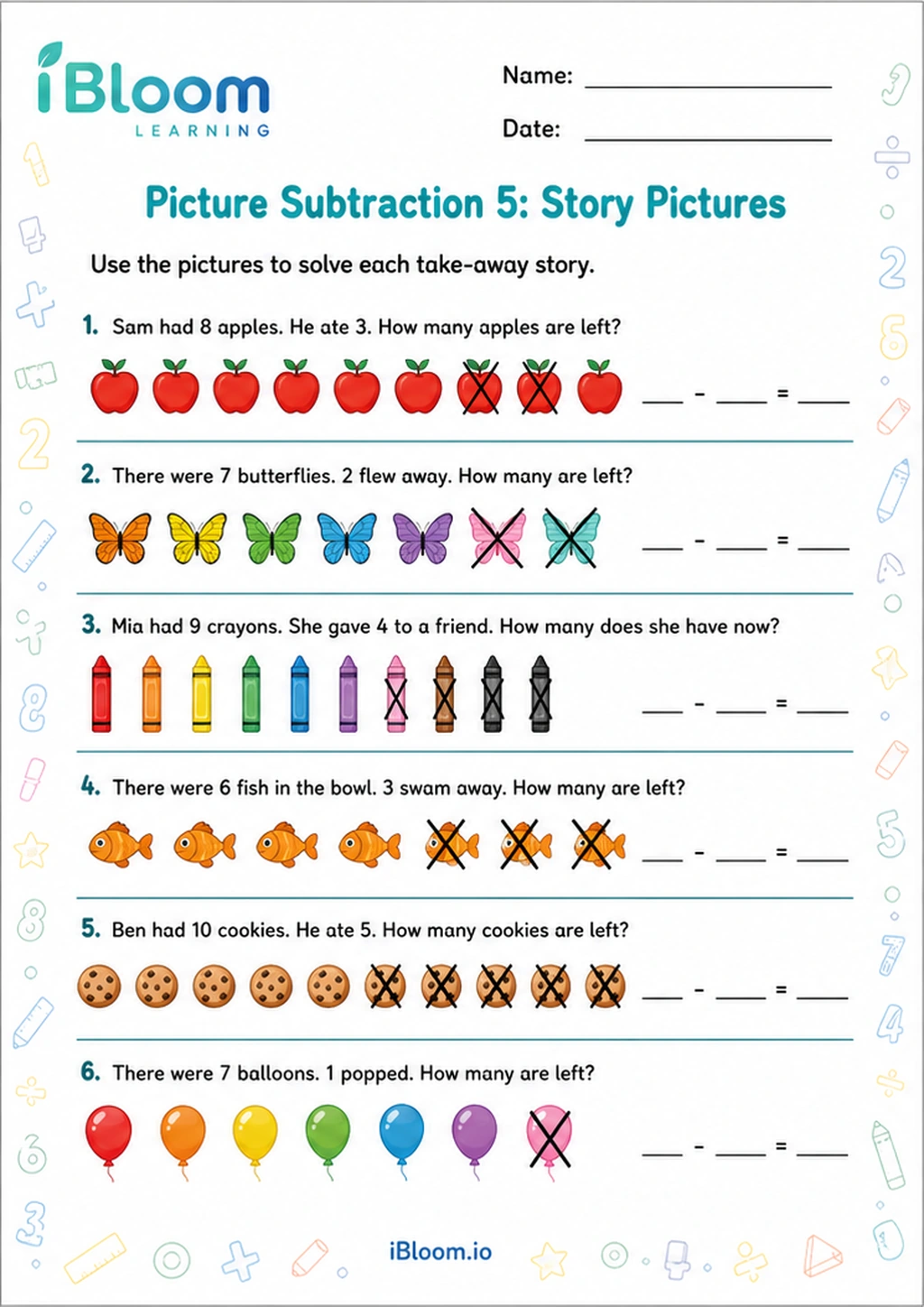 Preview page 1 of Picture Subtraction 5: Story Pictures