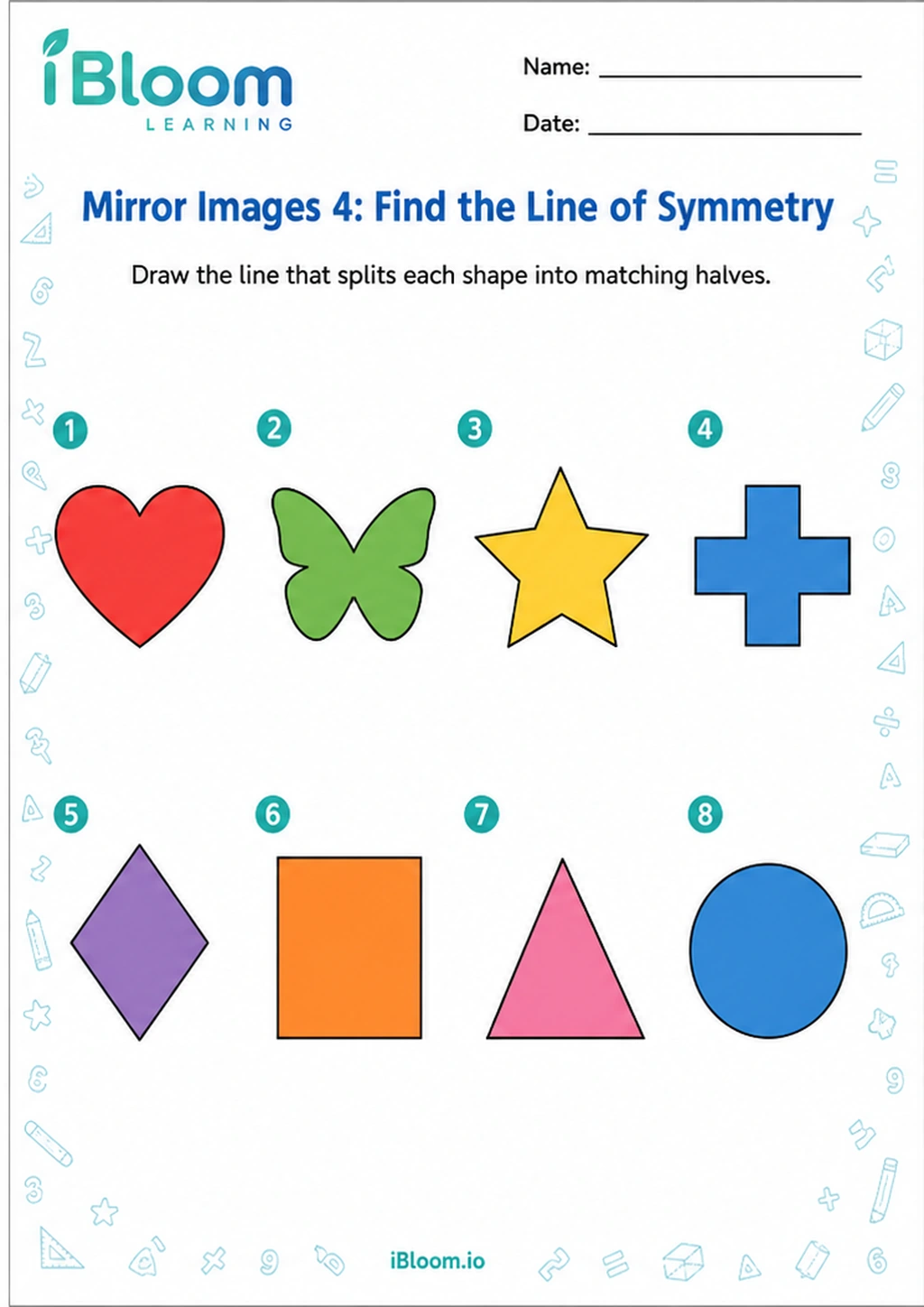 Preview page 1 of Mirror Images 4: Find the Line of Symmetry